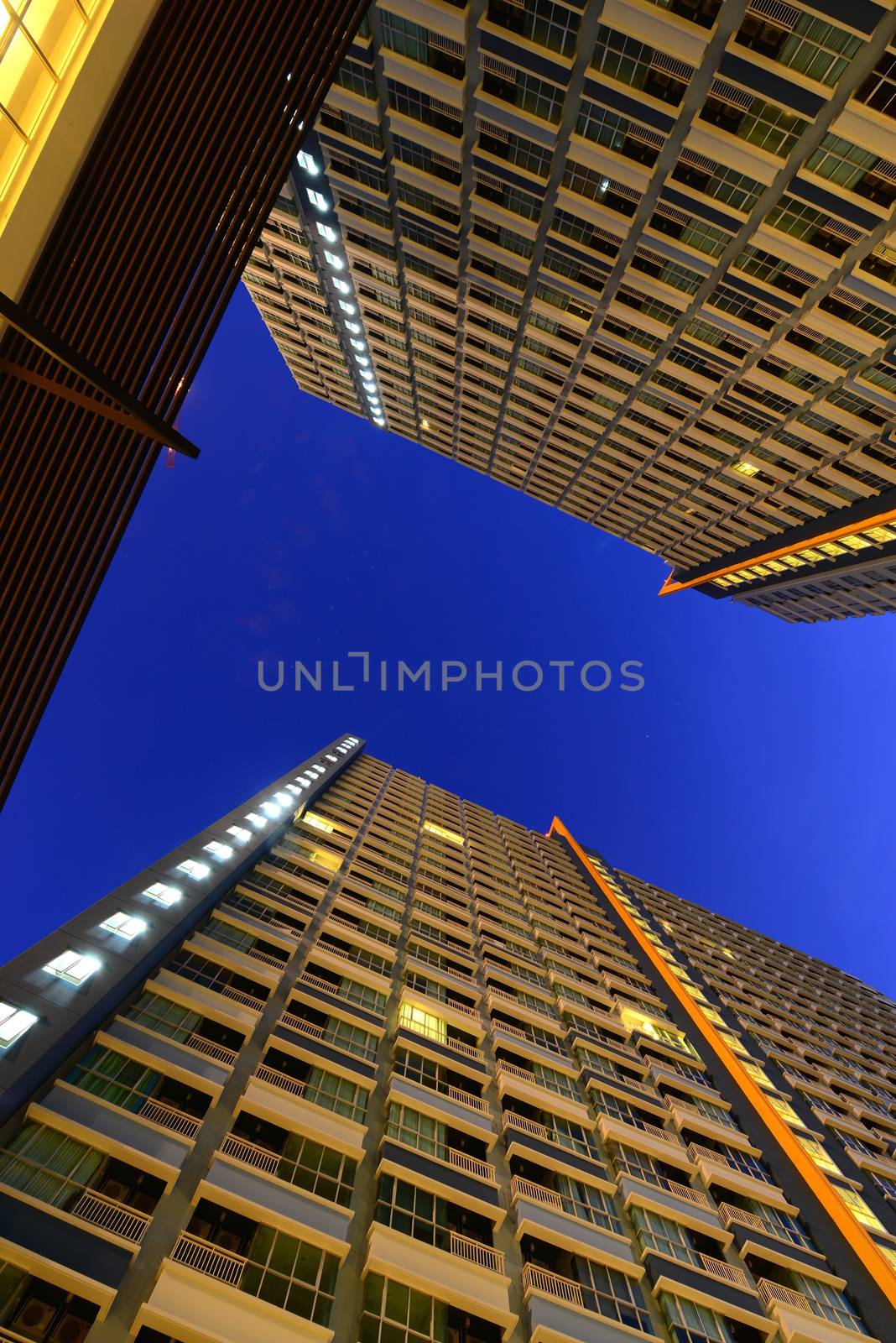 skyscrapers and blue color of the sky