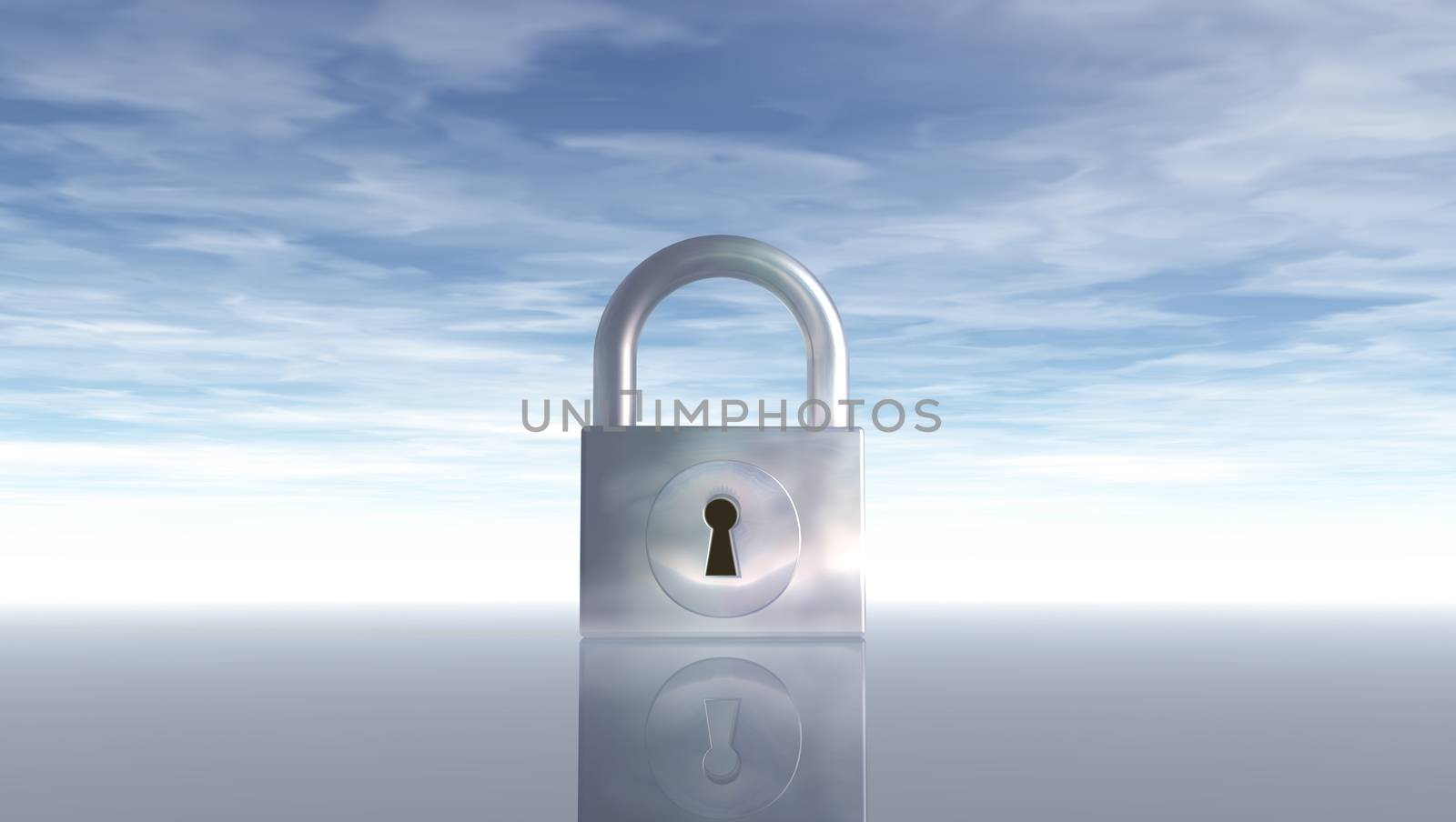 padlock under blue sky - 3d illustration