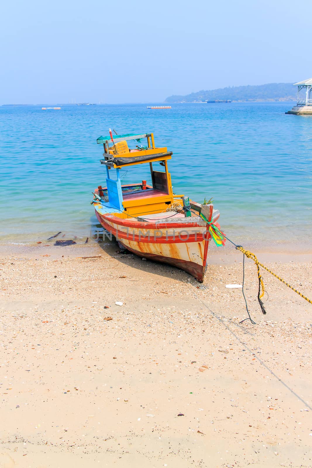 Thai fishing boat used as a vehicle for finding fish in the sea.