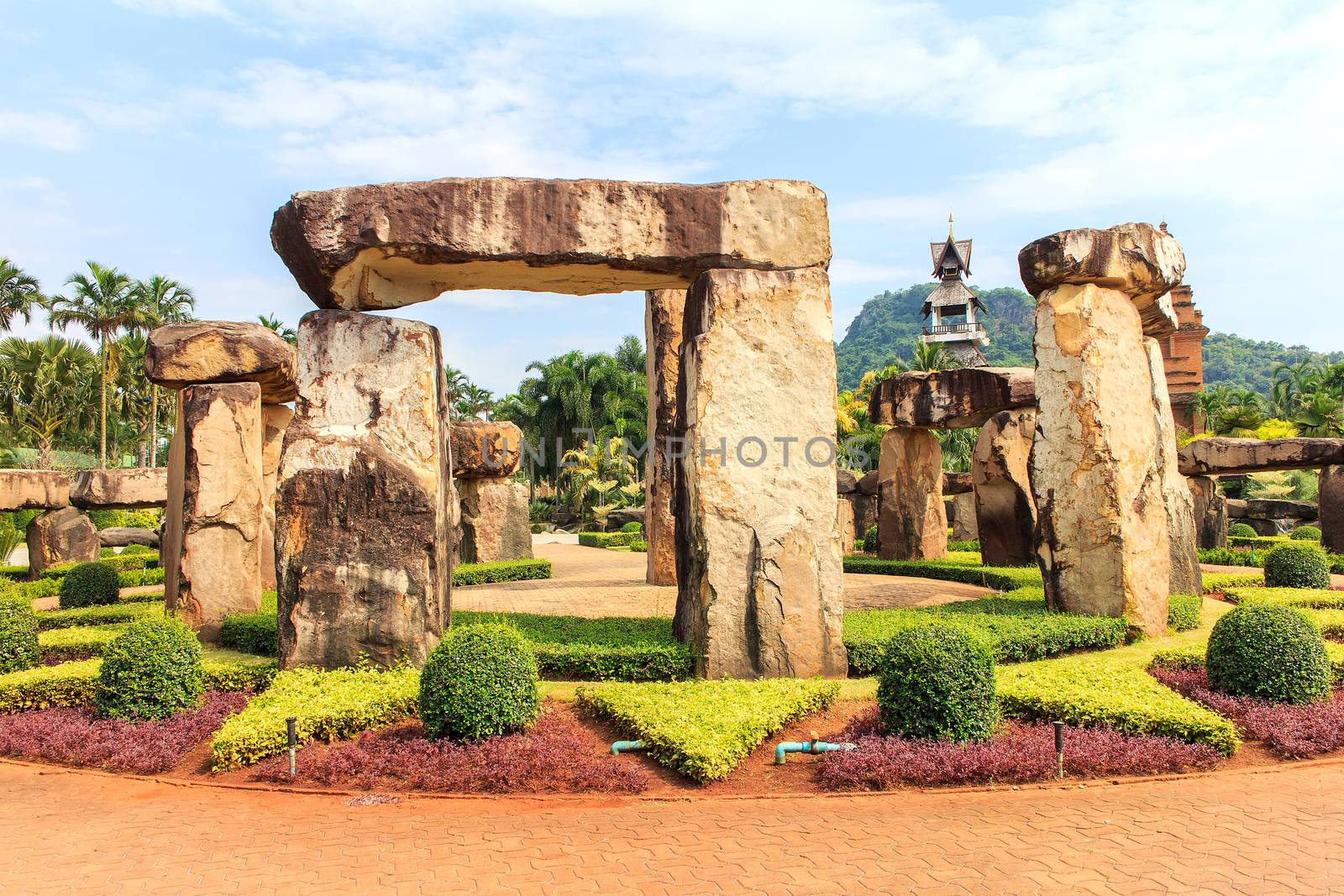 The garden was decorated with stones placed together beautifully.