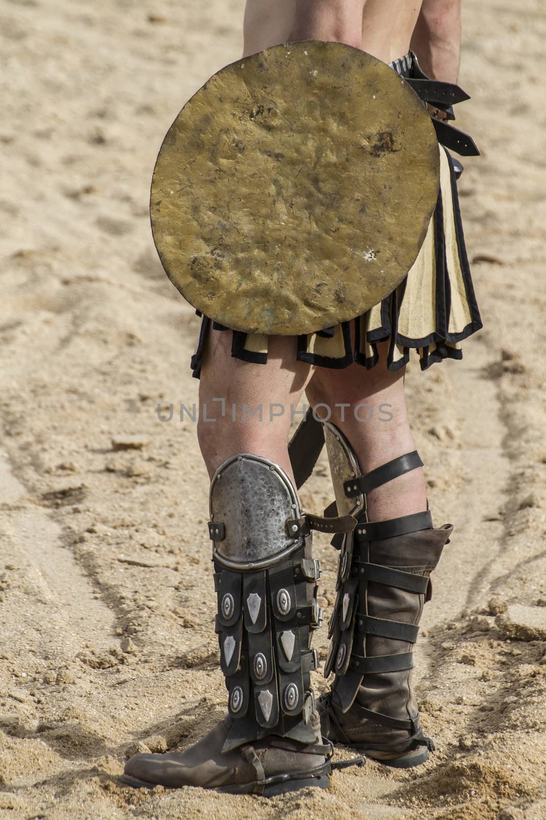 Shield, gladiator fighting in the arena of Roman circus