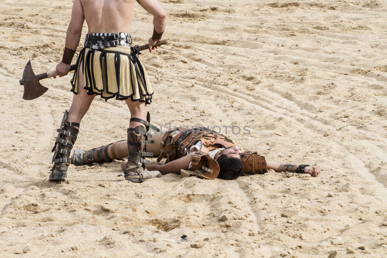 Kill, gladiator fighting in the arena of Roman circus by FernandoCortes