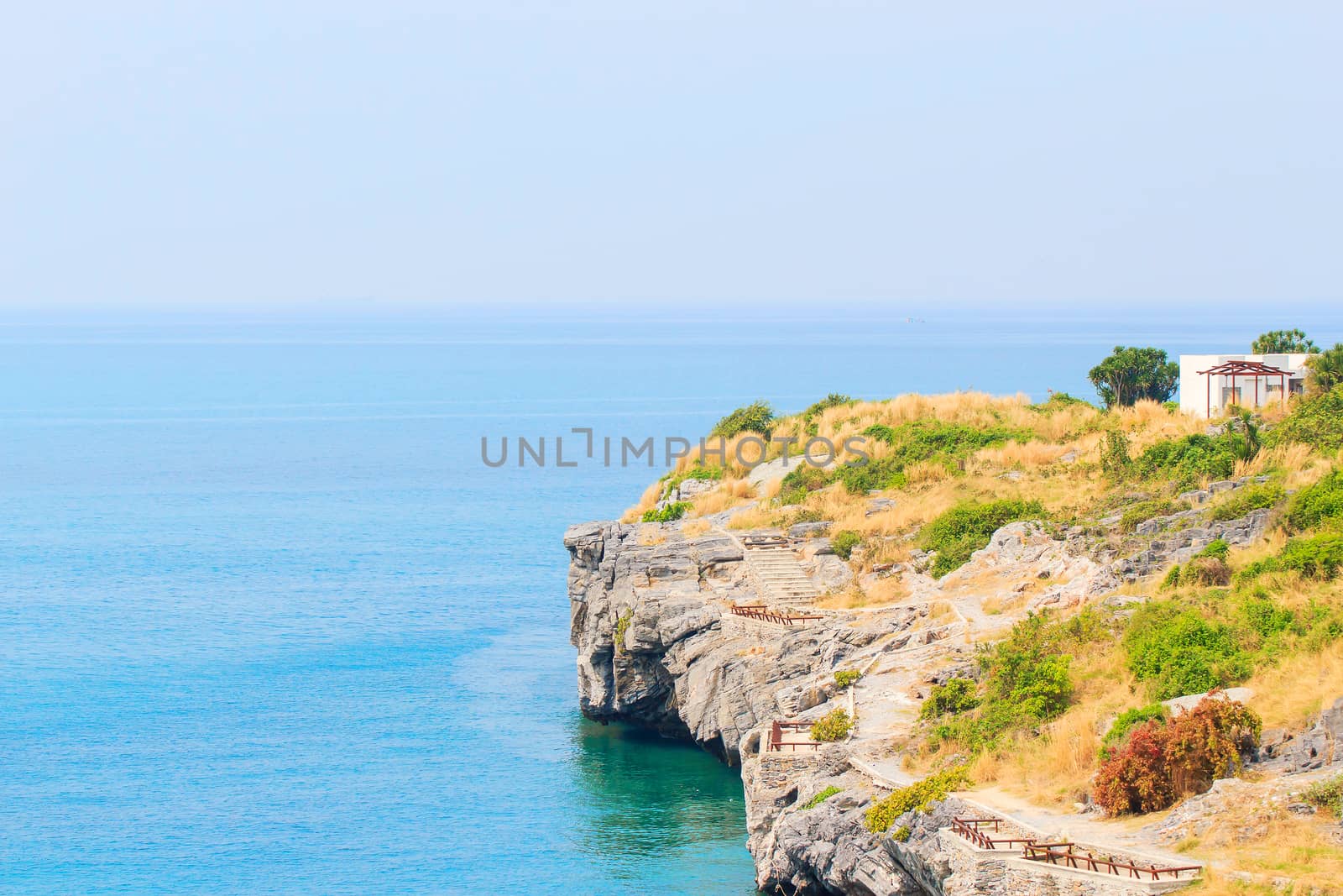 The scenic sea view from the mountain.