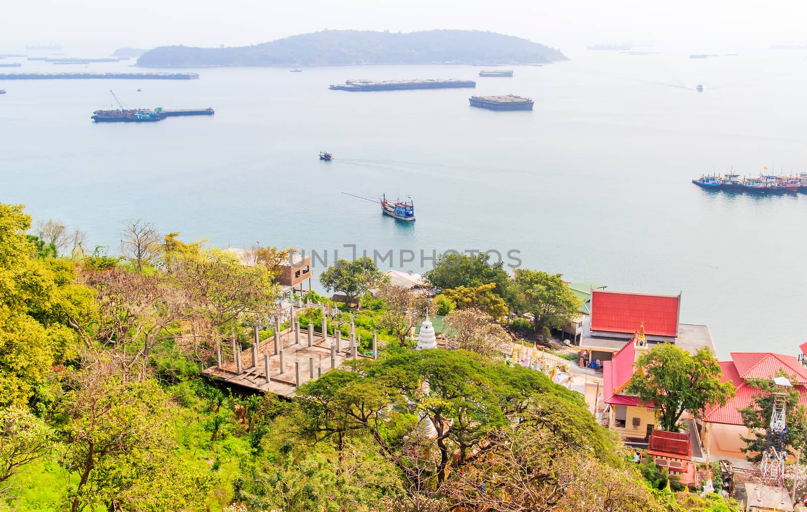 The scenic sea view from the mountain.