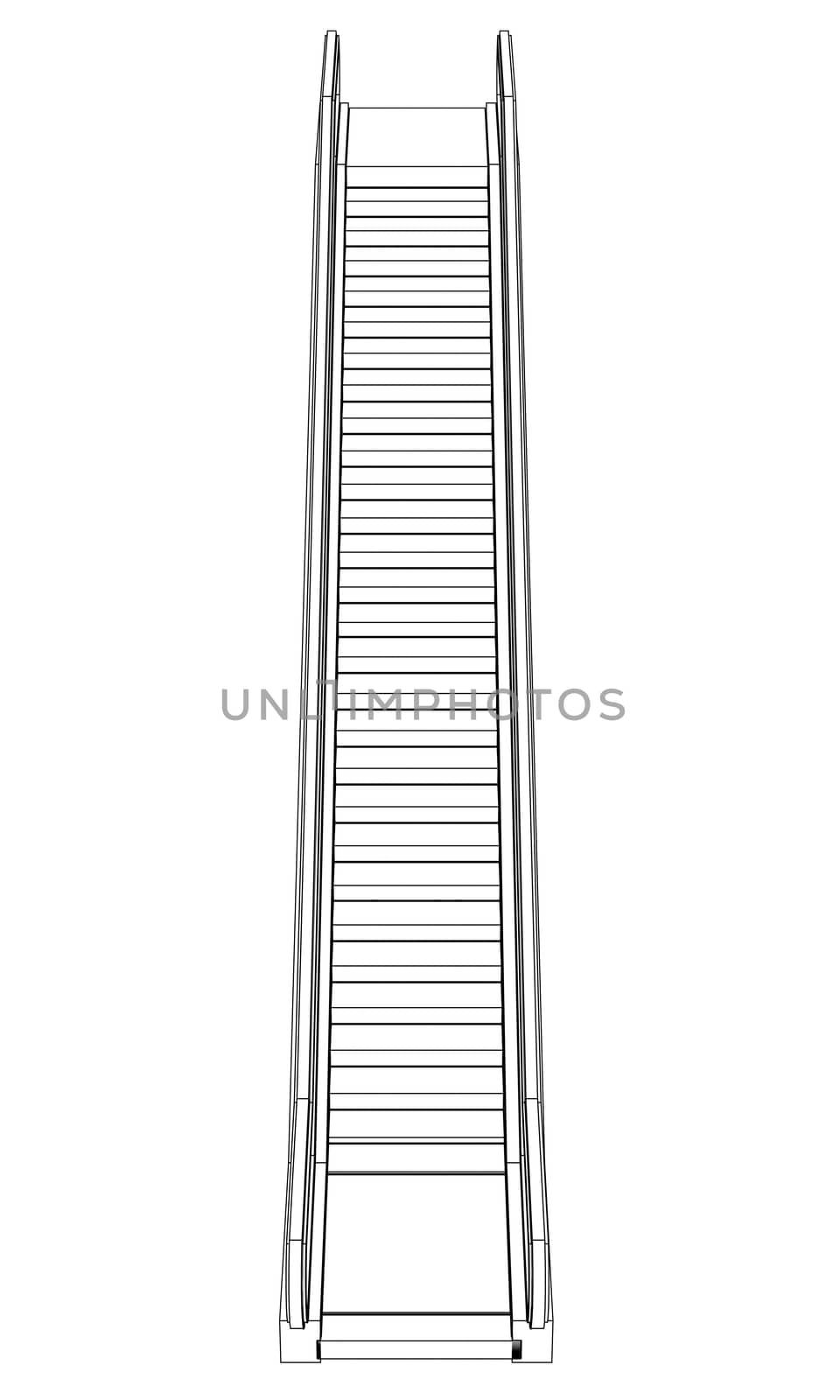 Sketch escalator. Wire frame render by cherezoff
