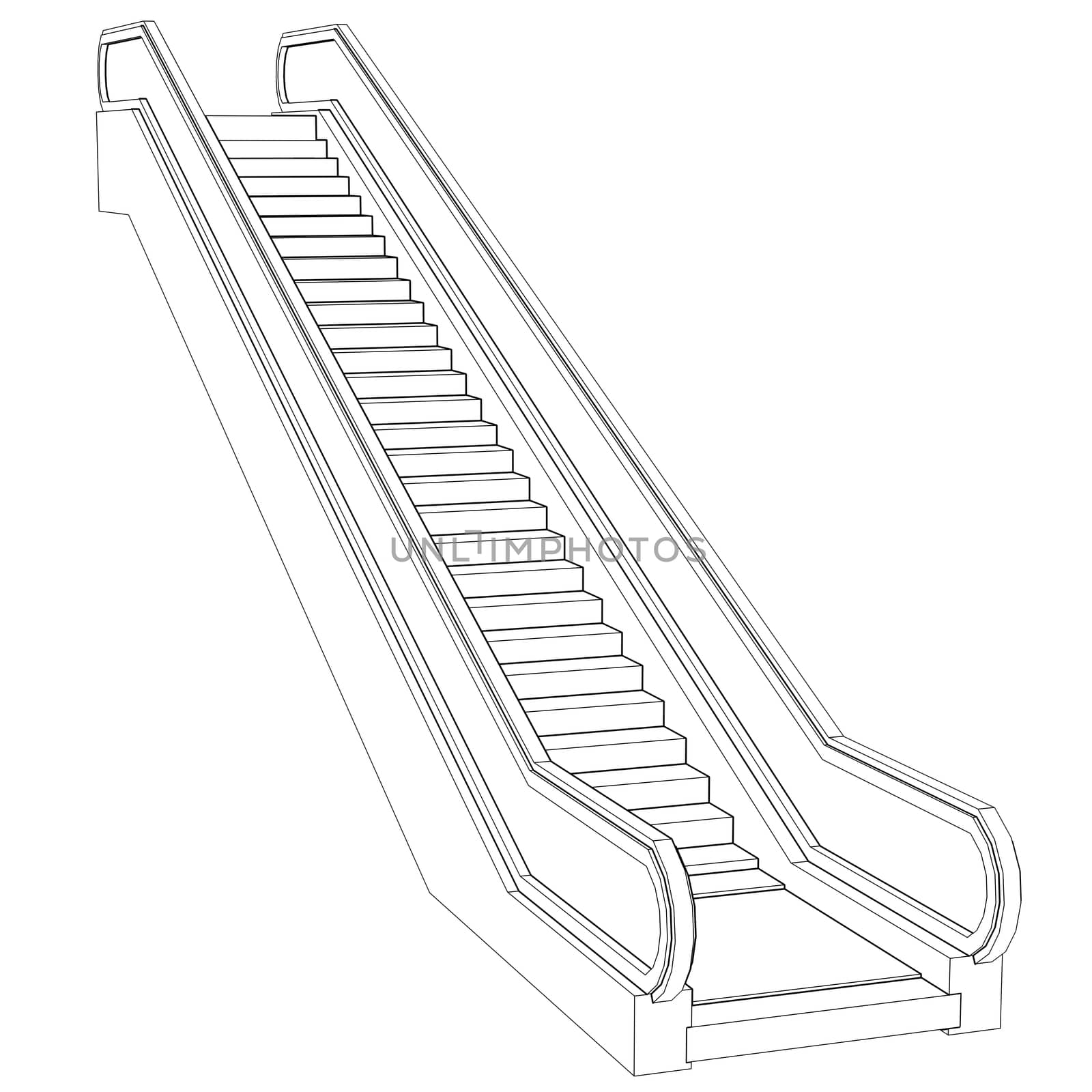 Sketch escalator. Wire frame render by cherezoff