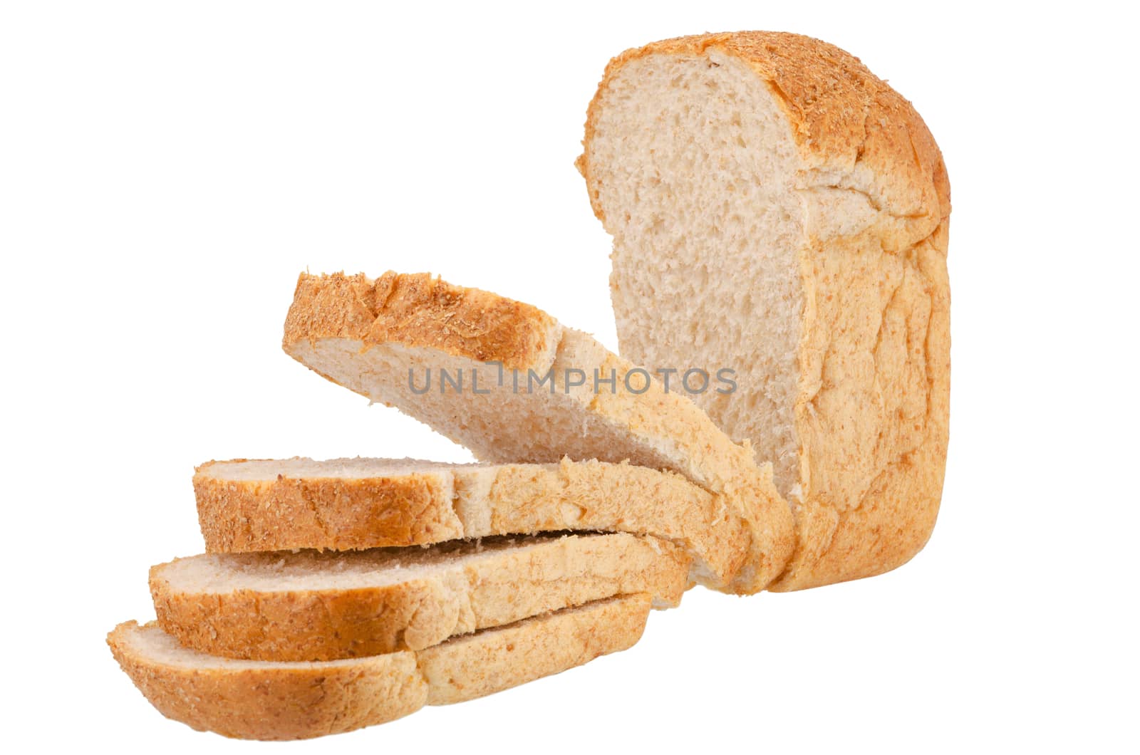 Bran bread on white background