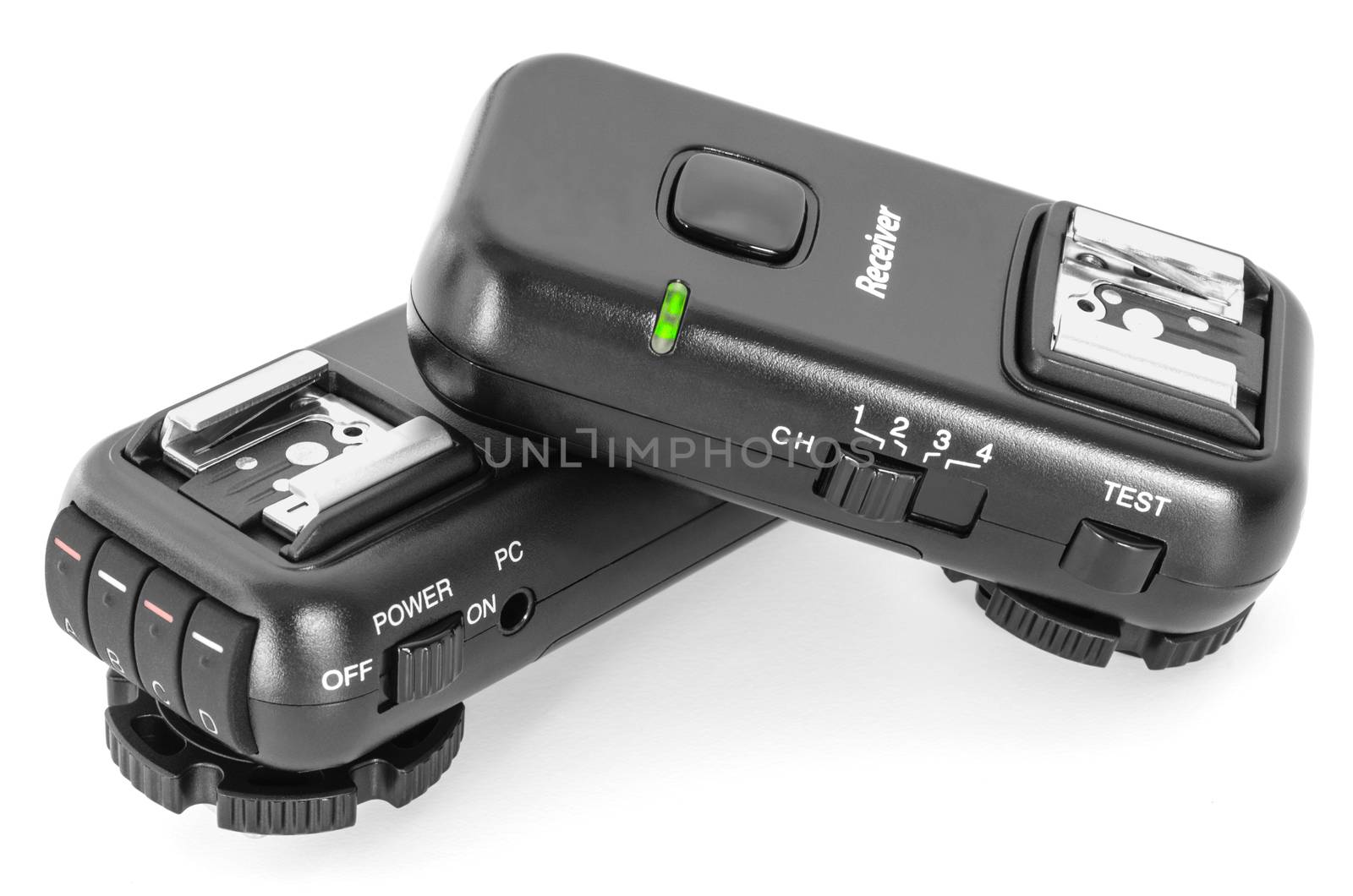 Trigger set for studio impulse flash lights. Wireless radio remote control.