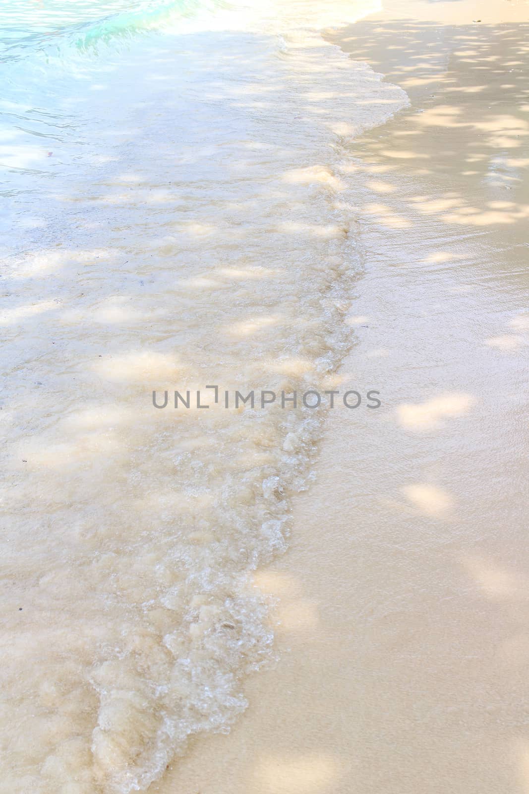 Soft wave of the sea on the sandy beach.