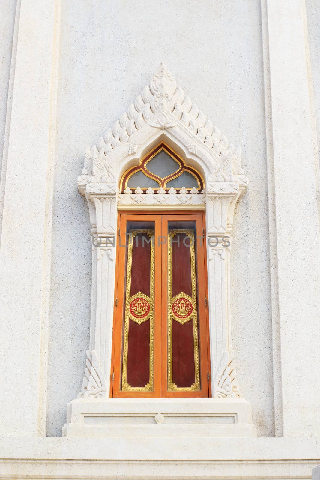 Traditional Thai style church window.Closed window.