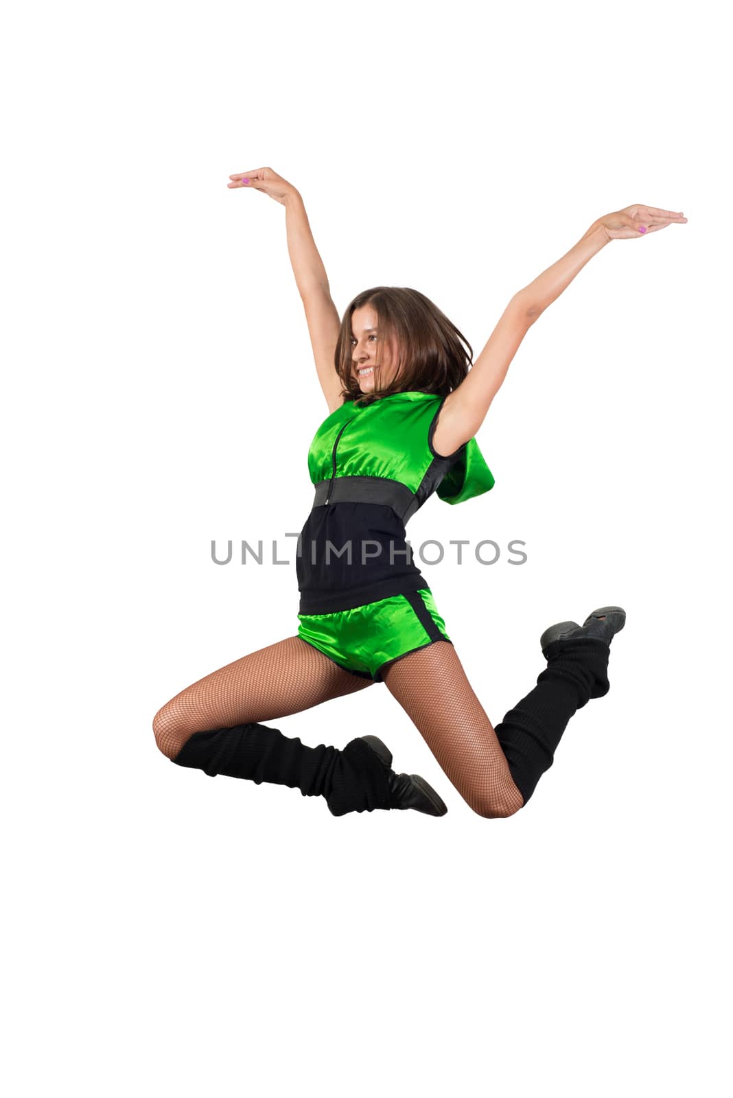 athletic young woman jumping by adam121