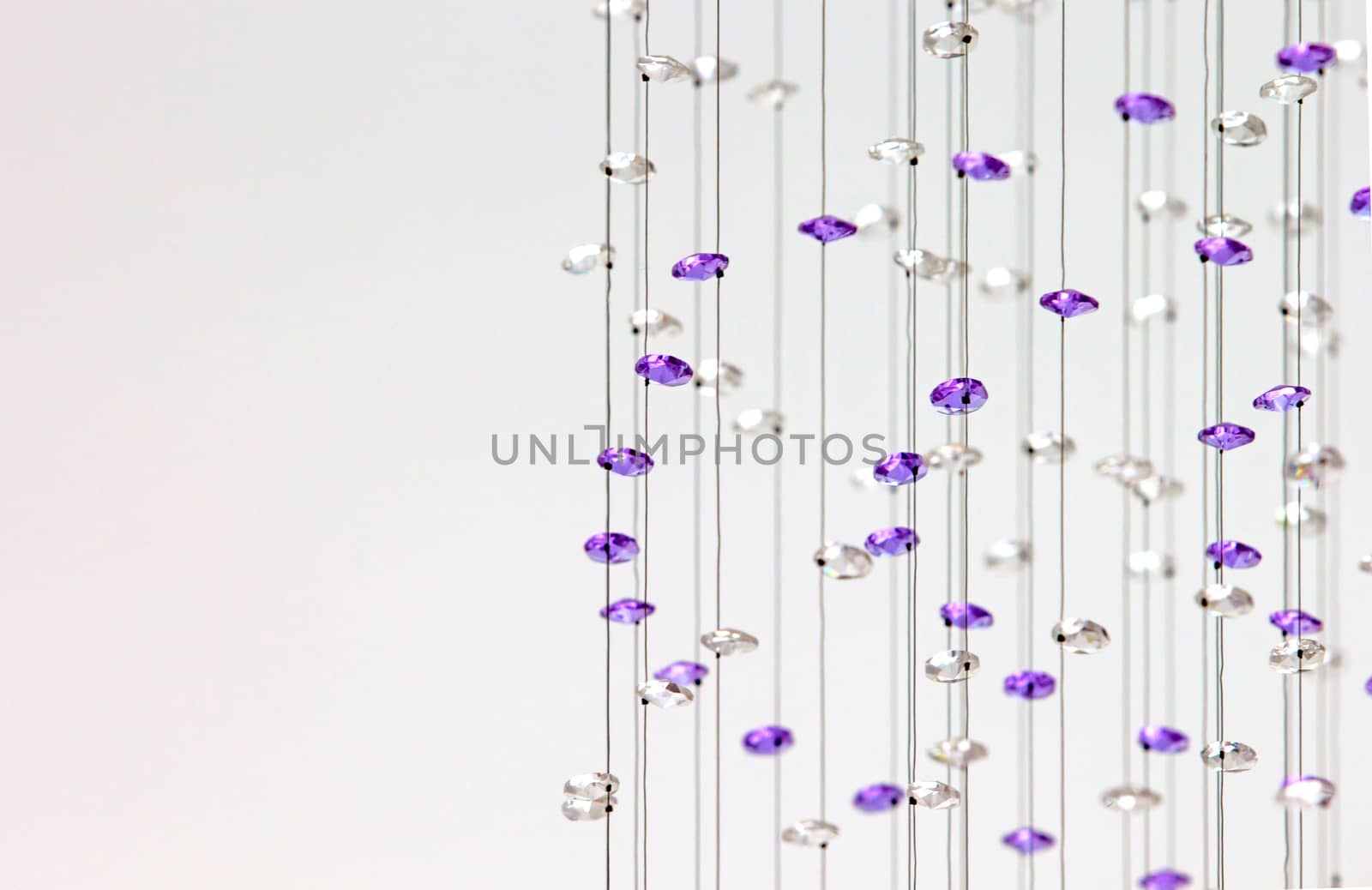 Close up on crystal of contemporary chandelier