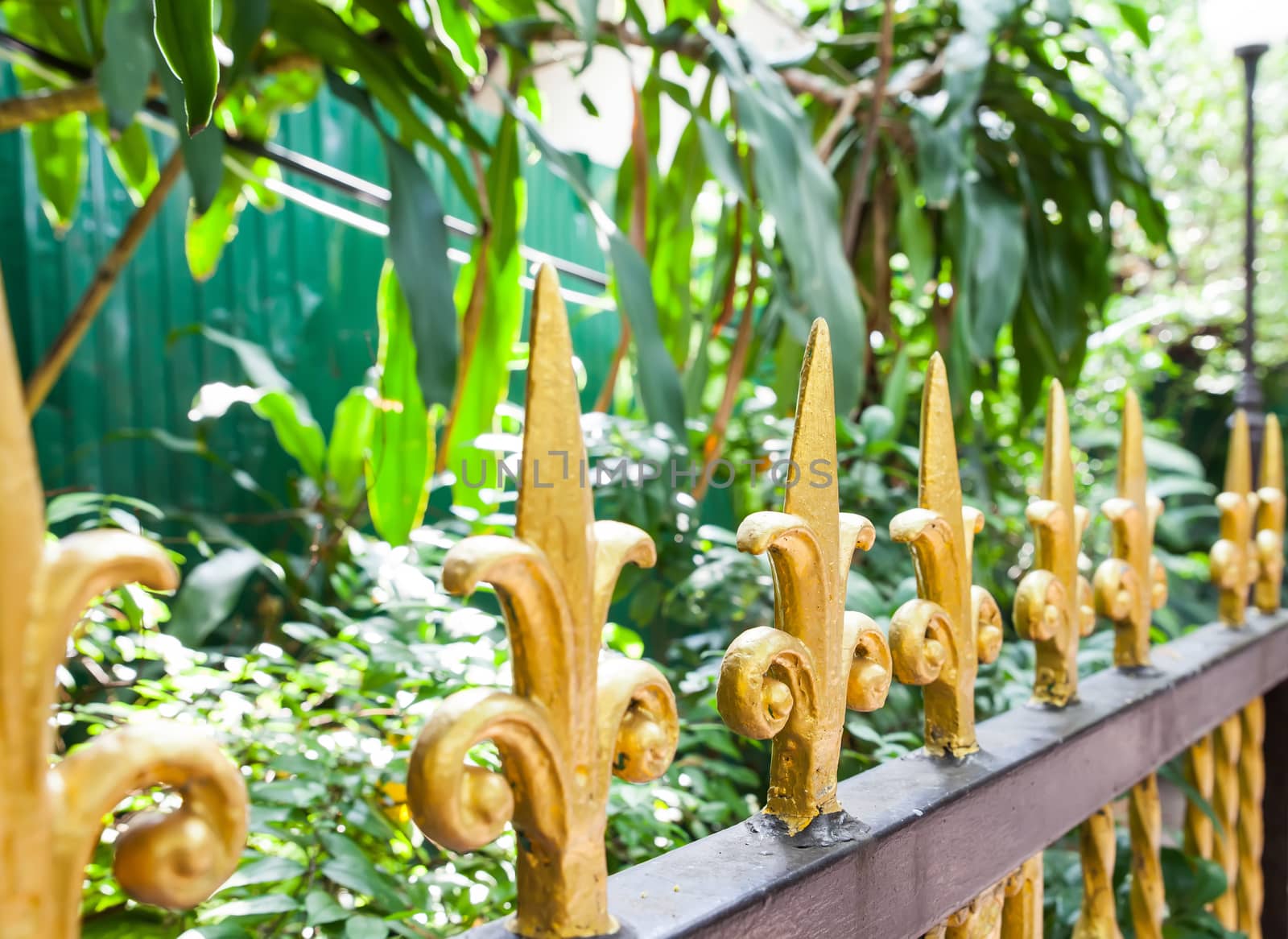 Fence against beautiful bokeh background