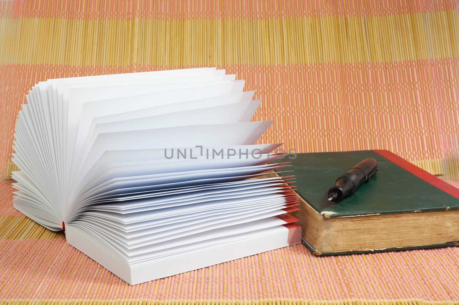White opened booknote with blank pages