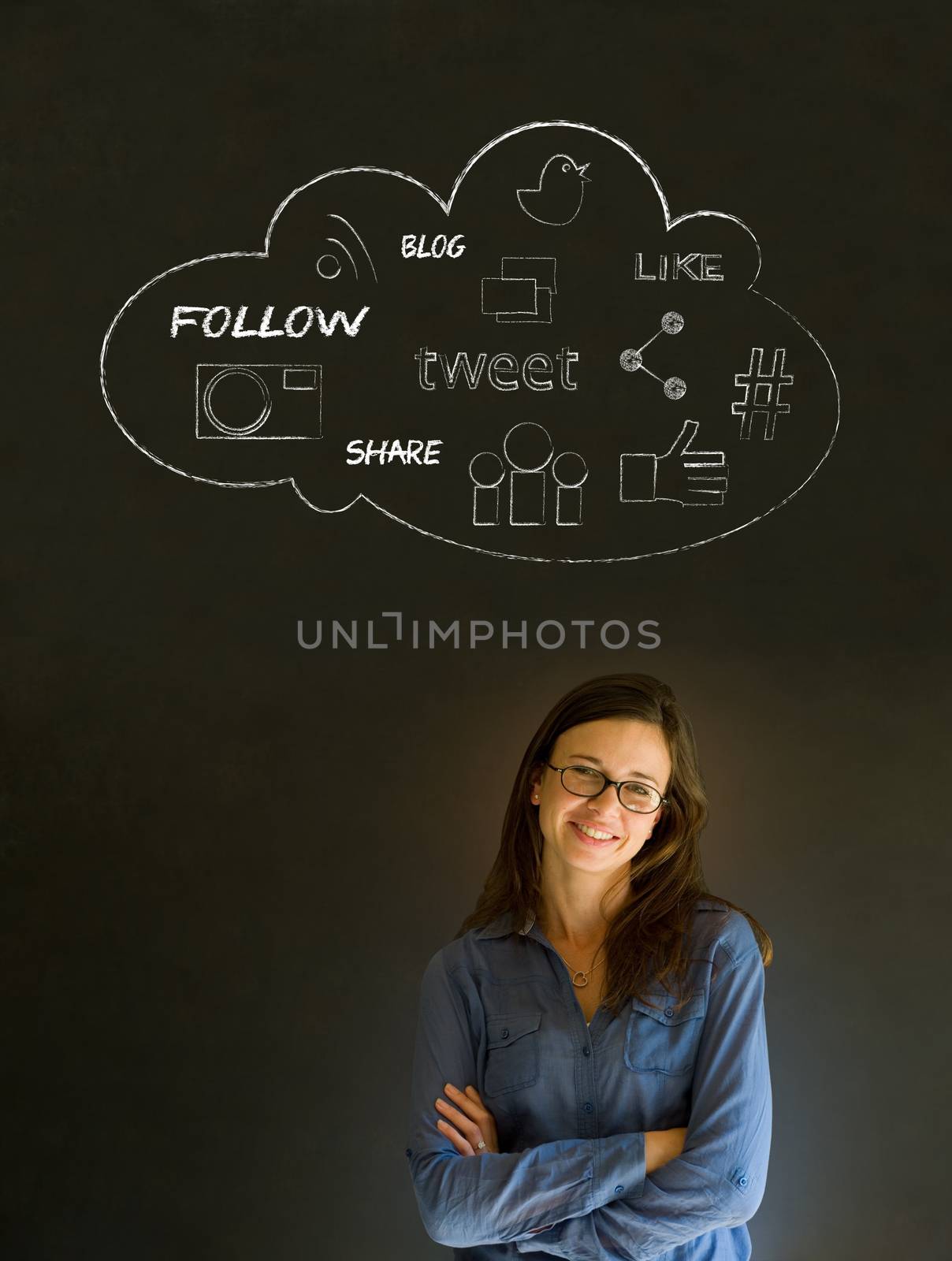 Businesswoman, student or teacher social media by alistaircotton