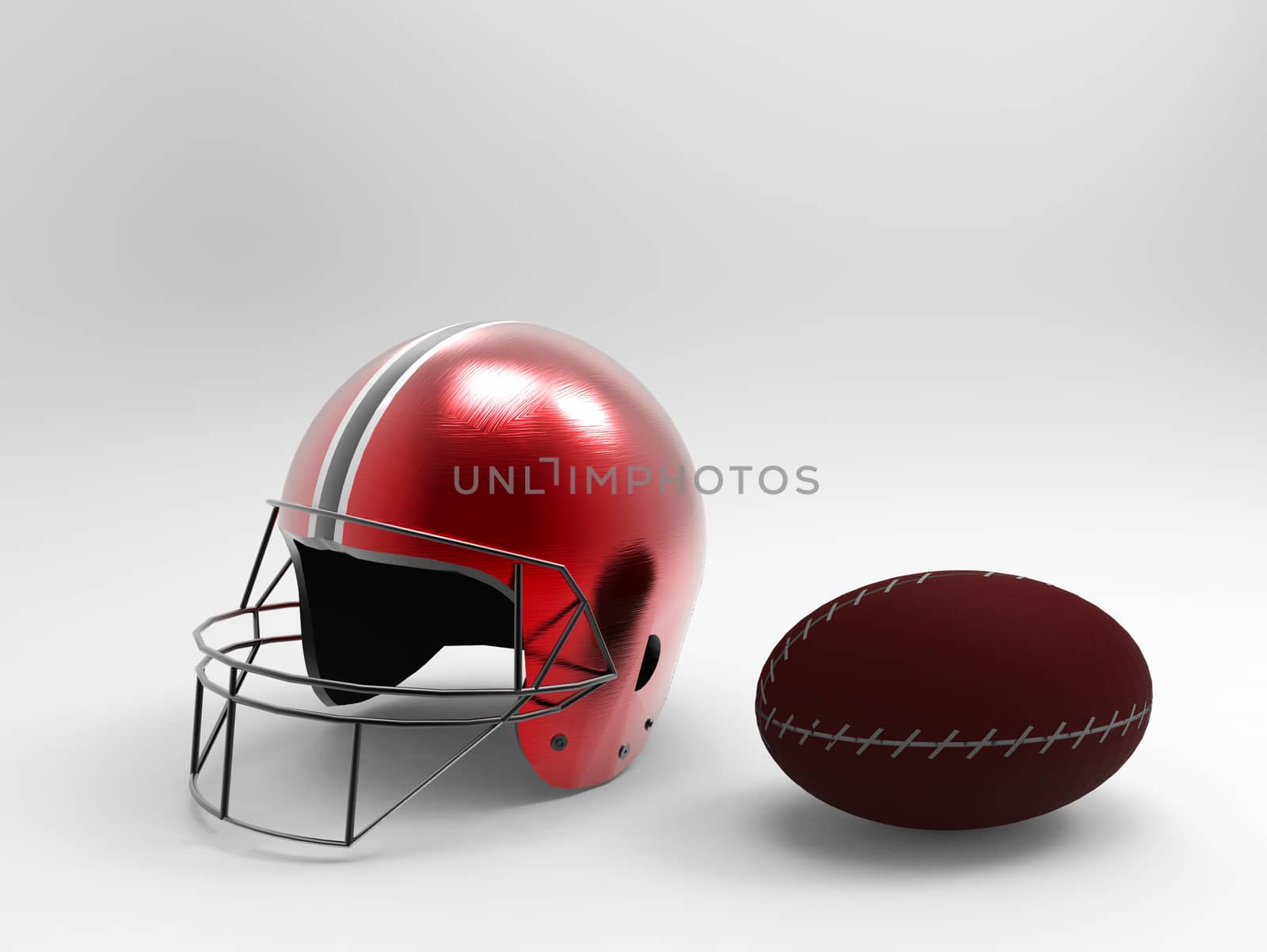 football helmet and Rugby ball for sport equipment.