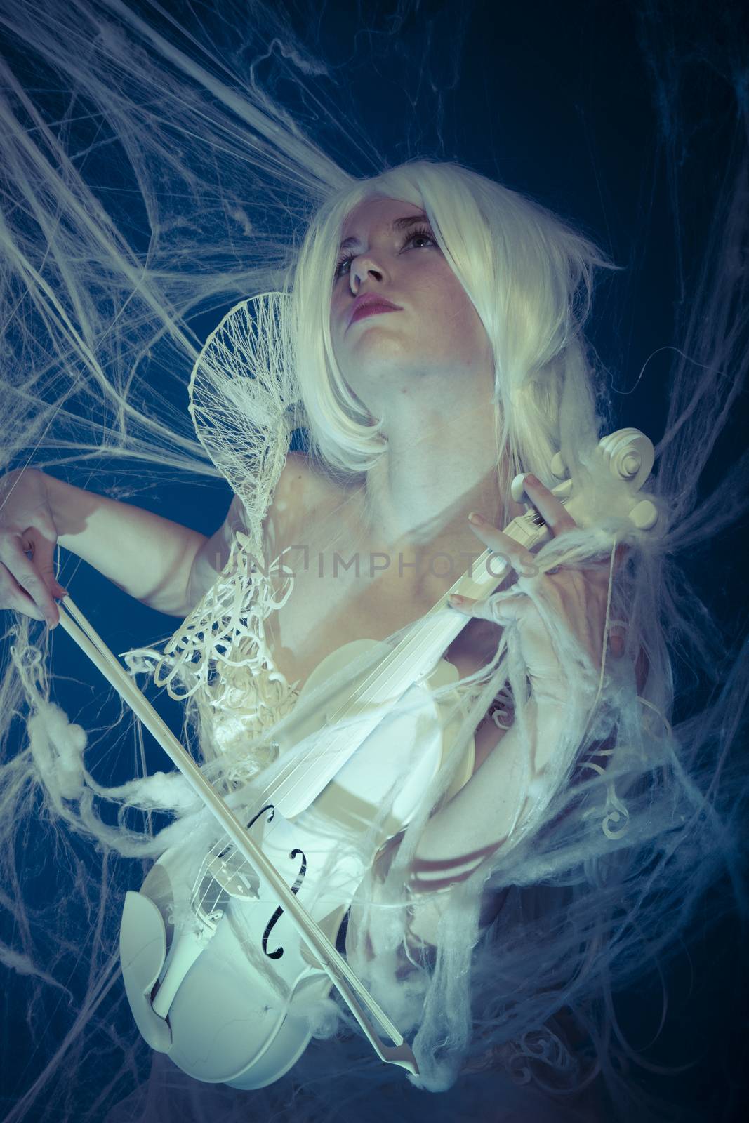 Music, Beautiful violinist trapped in a spider web by FernandoCortes