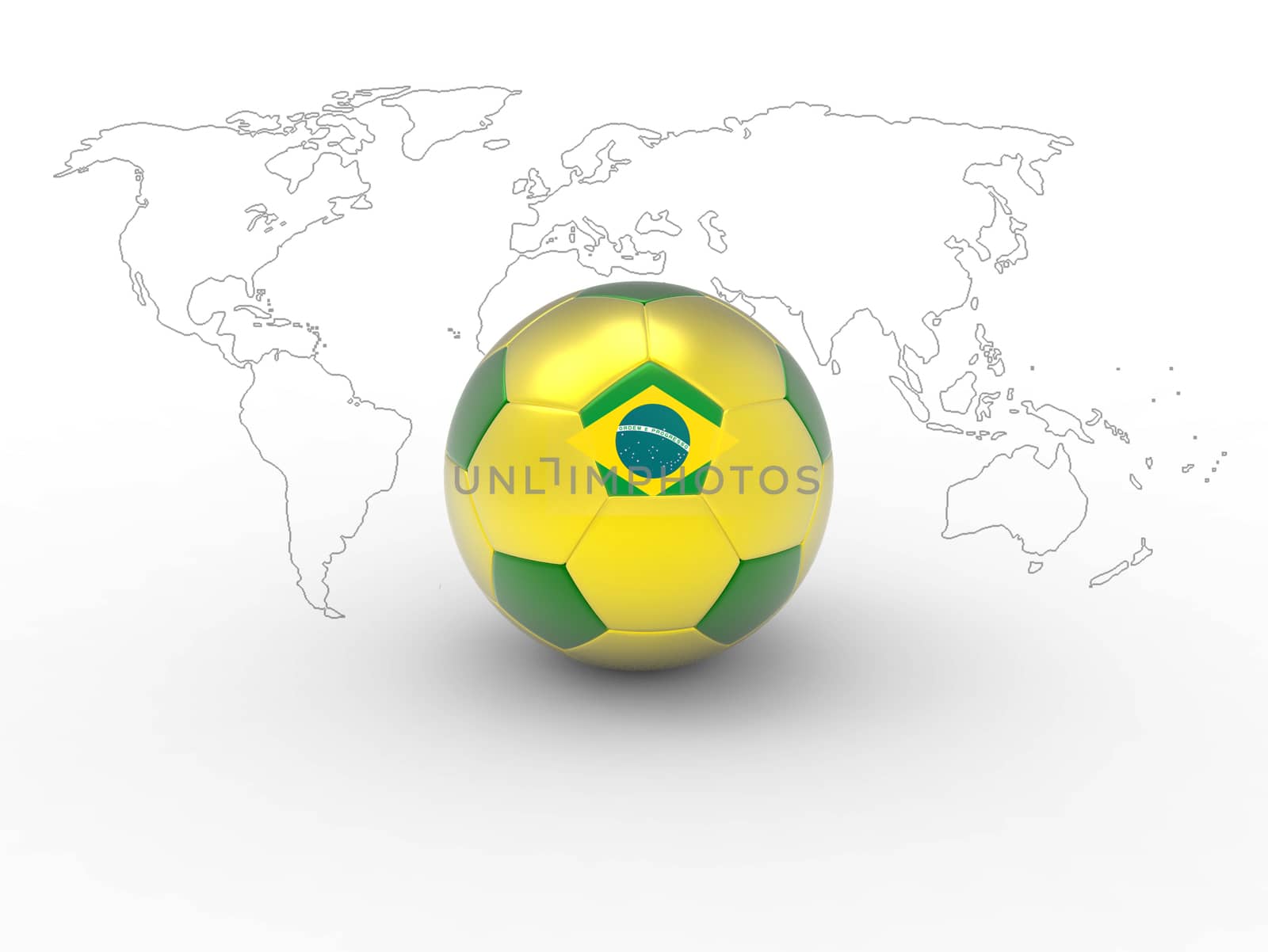 Isolated of soccer ball for sport equipment. Colorful ball for World Cup Brazil