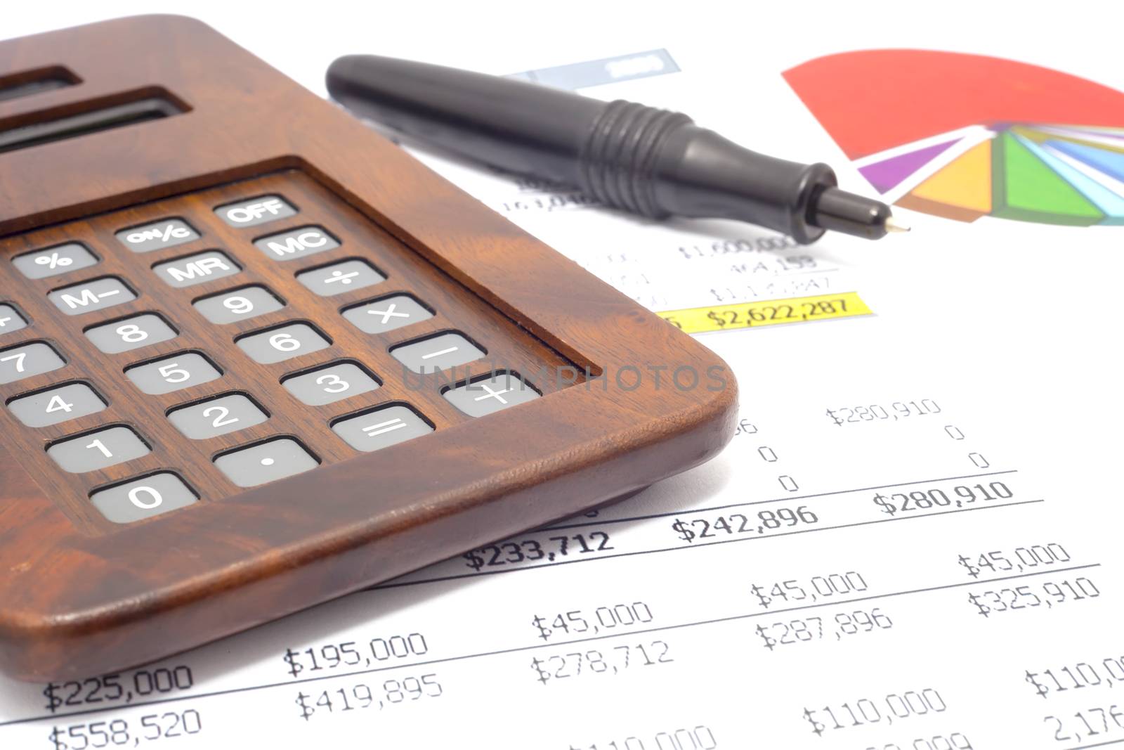 A calculator next to financial documents.