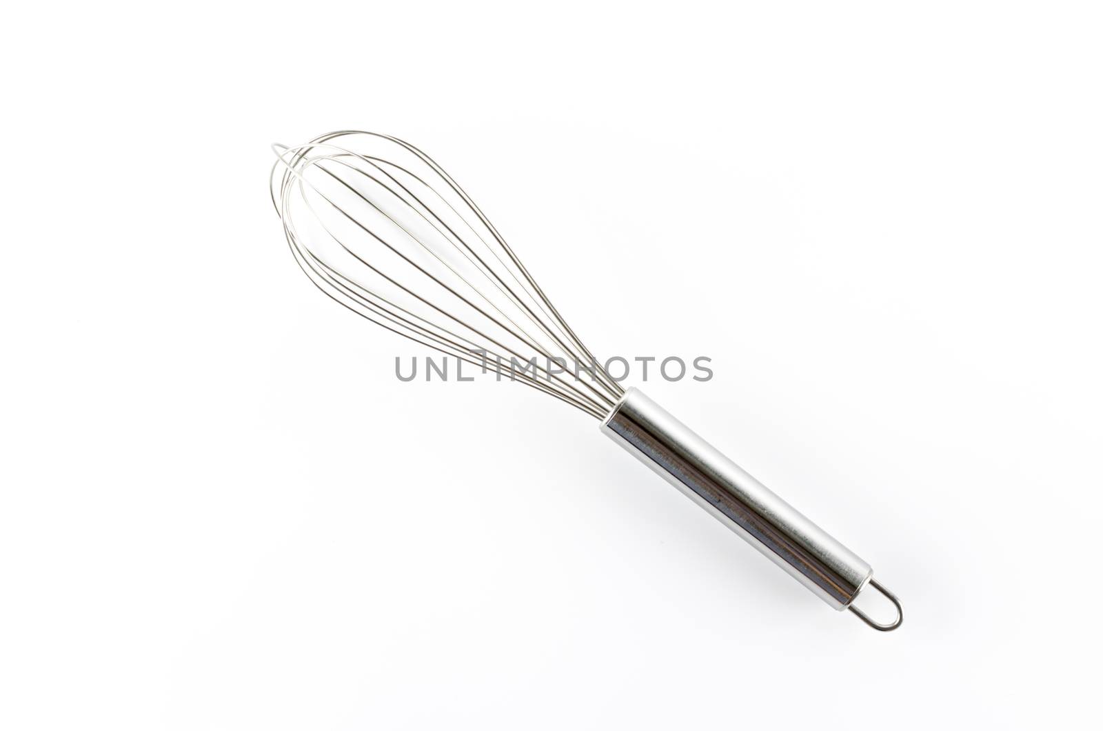 kitchen tools egg whisk on a white background