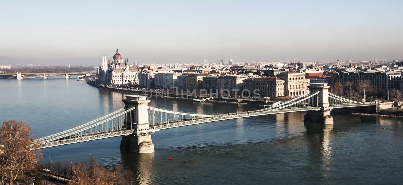 panoramic view of the Danube River and the city of Budapest, Hungary