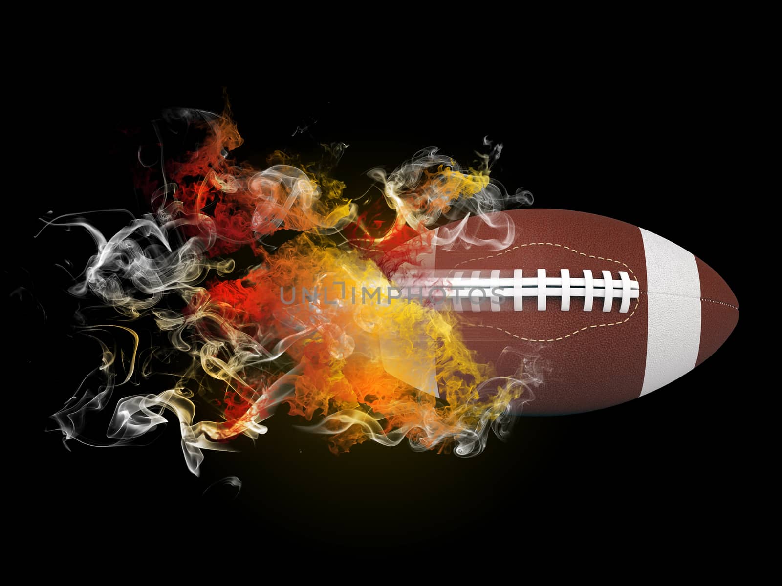 American football ball in the colored smoke by cherezoff