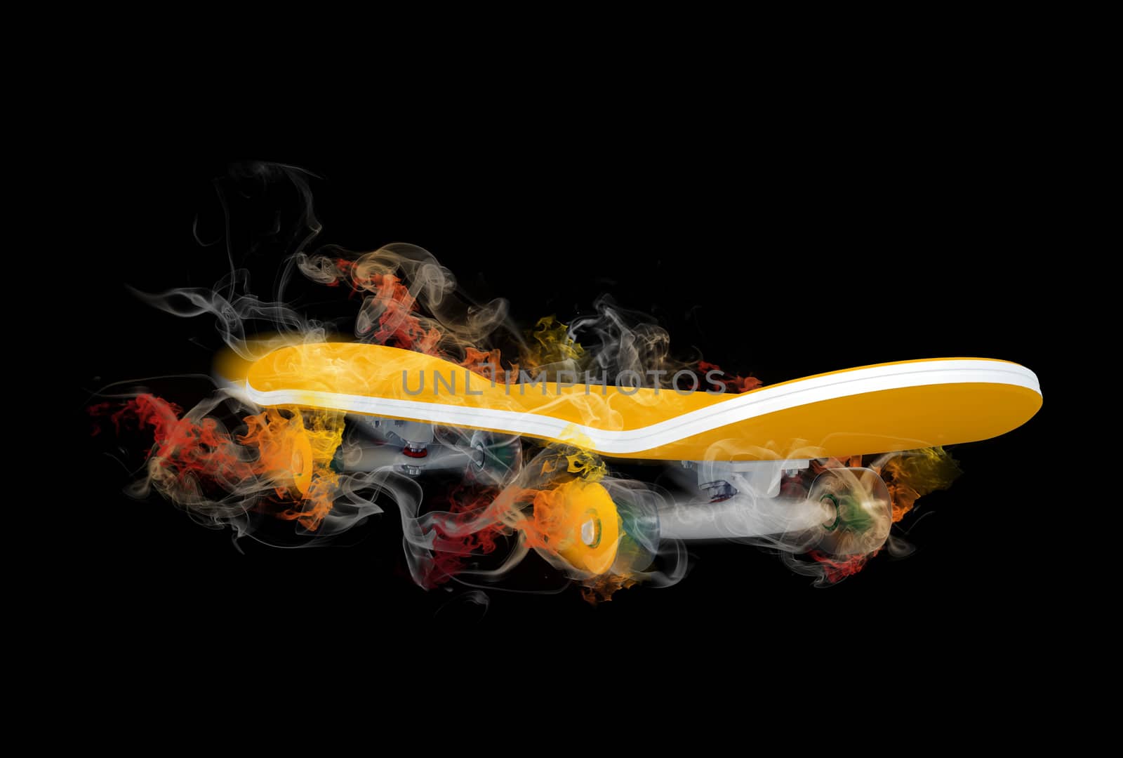 Skateboard in the colored smoke by cherezoff