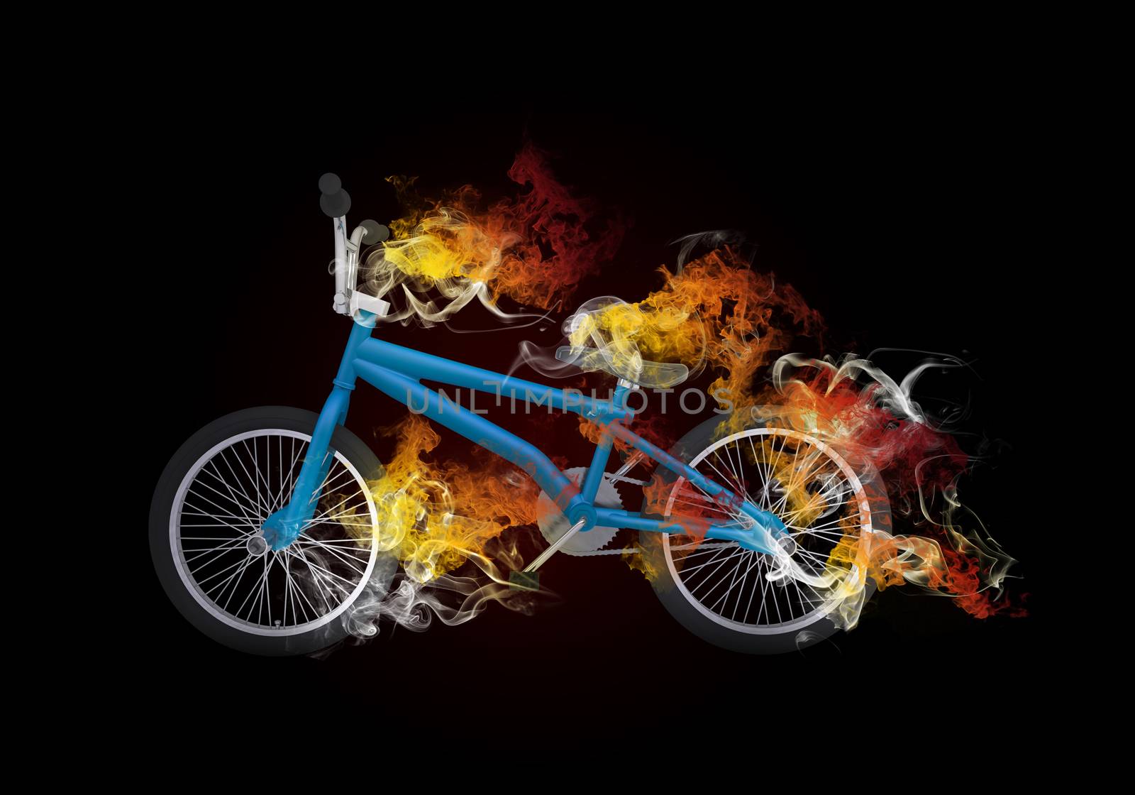 BMX bike in the colored smoke. Sport concept