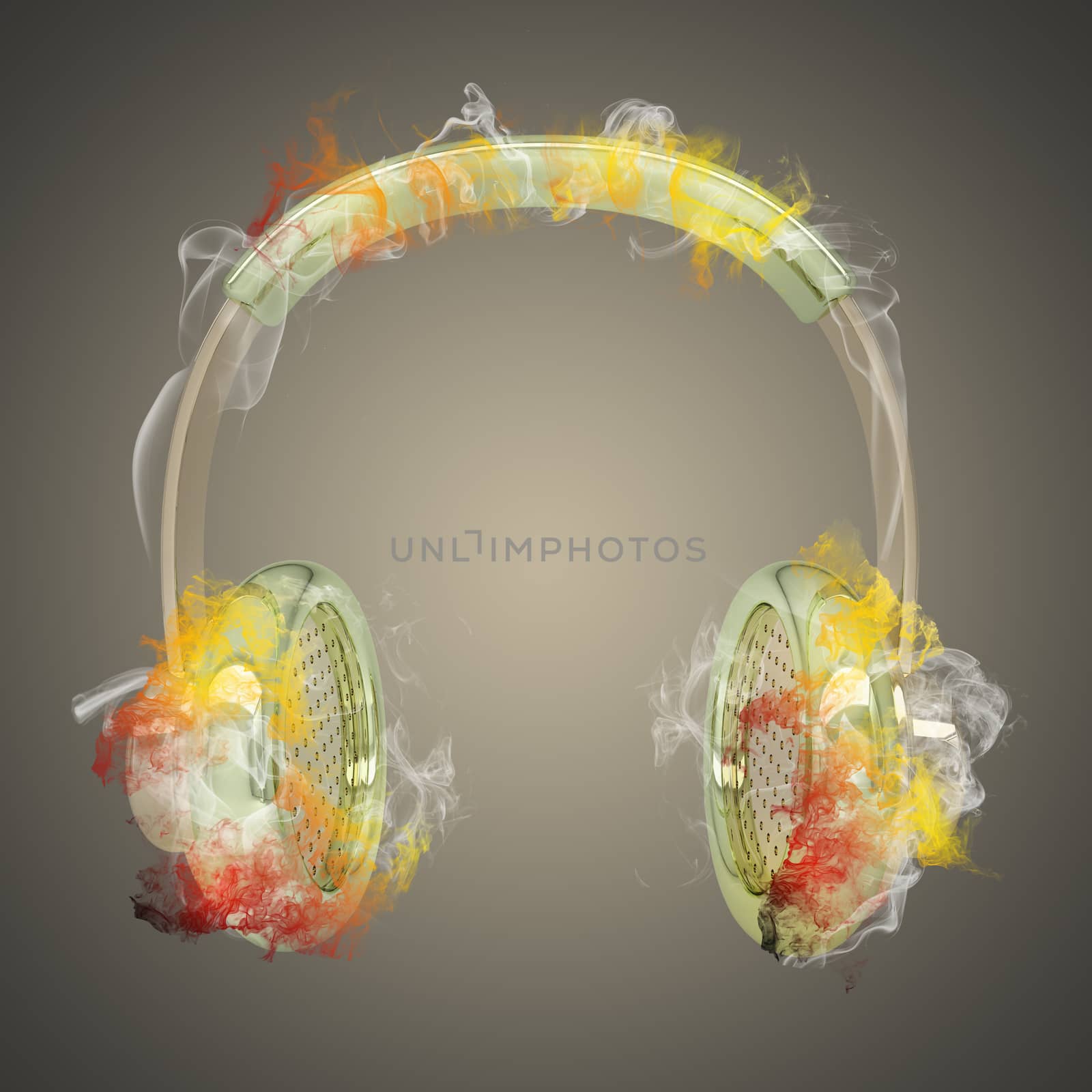 Headphones in the colored smoke by cherezoff