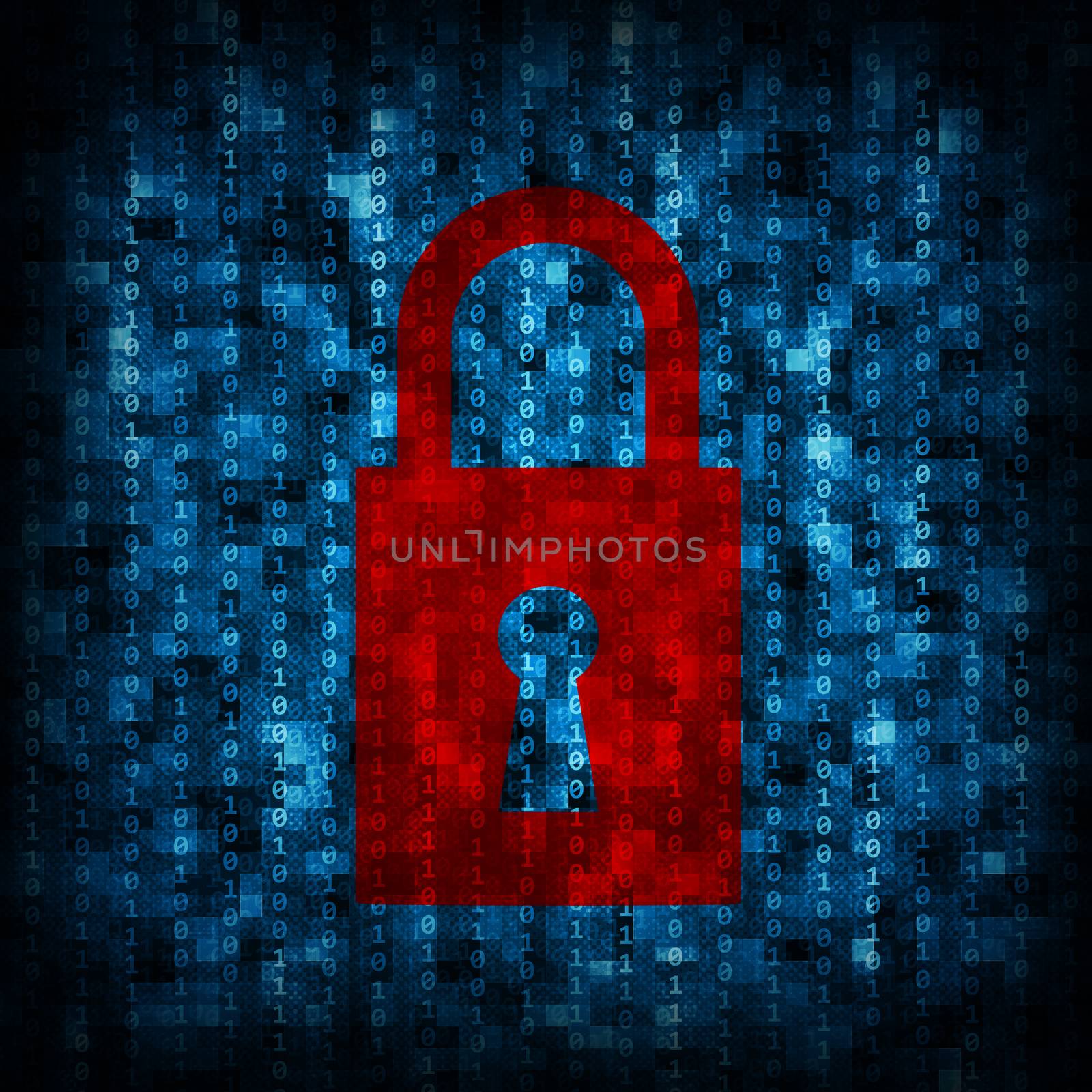 Abstract background is binary code and lock icon. Electronic concept