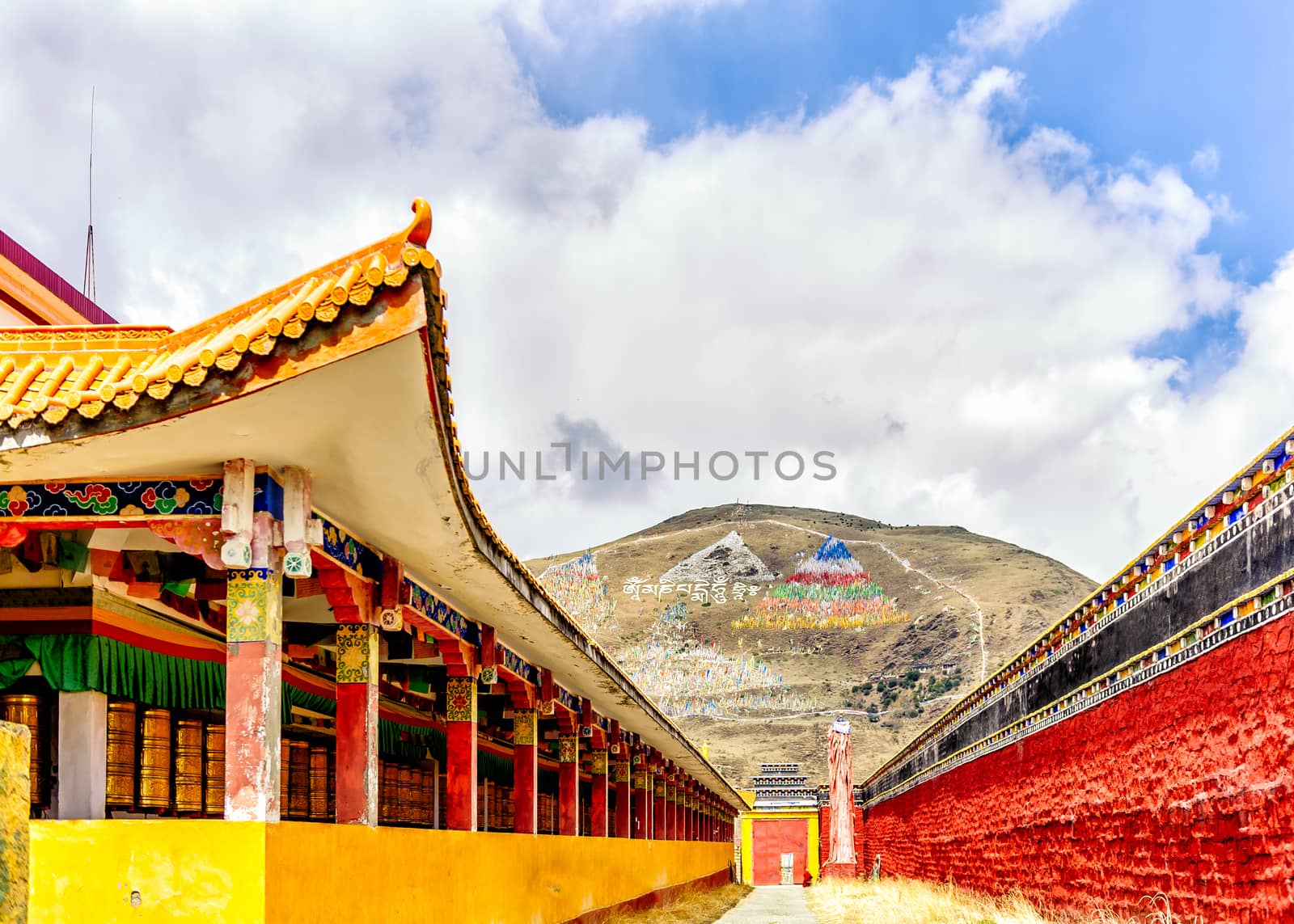 Lharong Monastery in Sertar, Tibet.  Lharong Monastery is a Tibetan Buddhist Institute at an elevation of about 4000 meters.