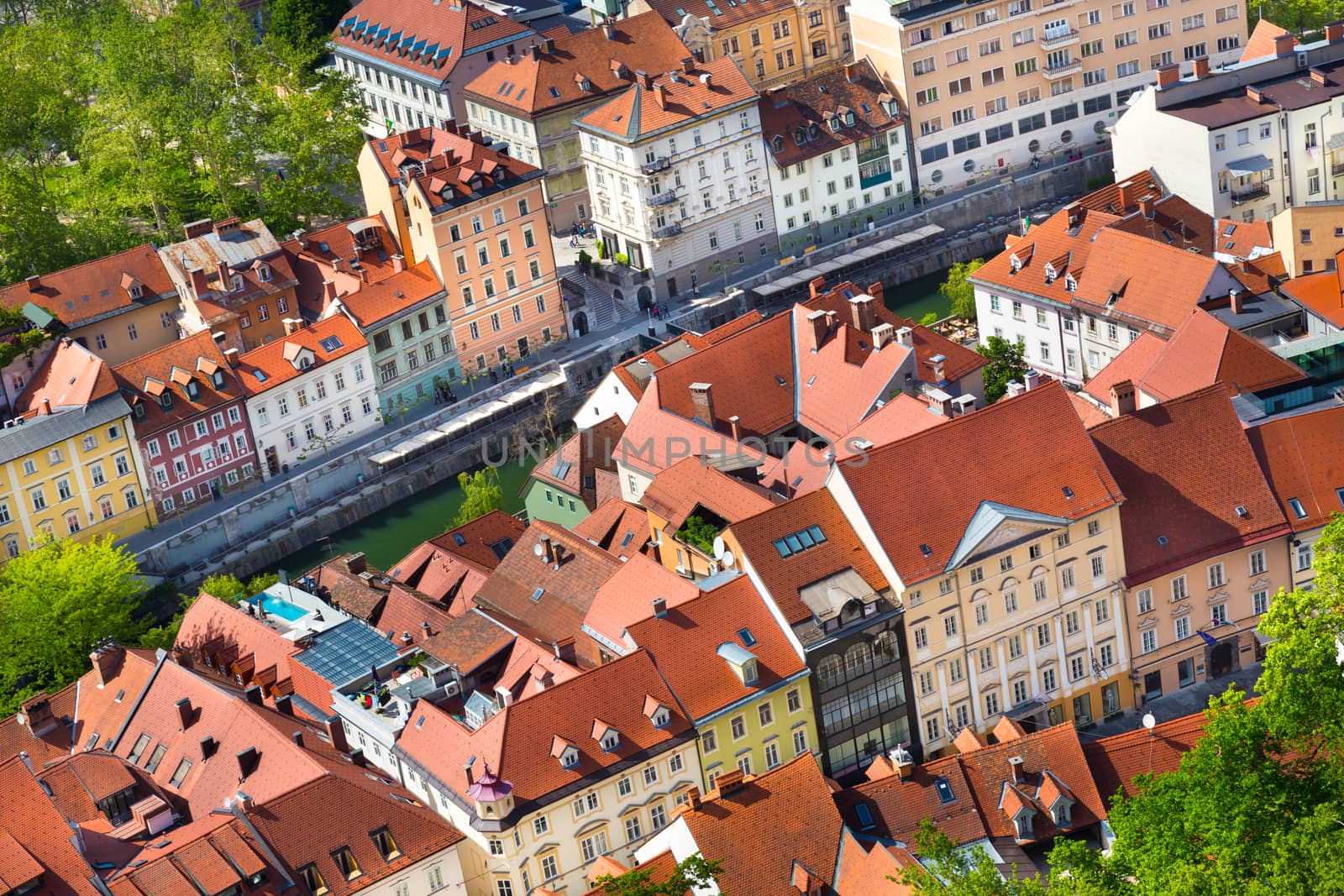 Aerial view of Slovenian capital Ljubljana.