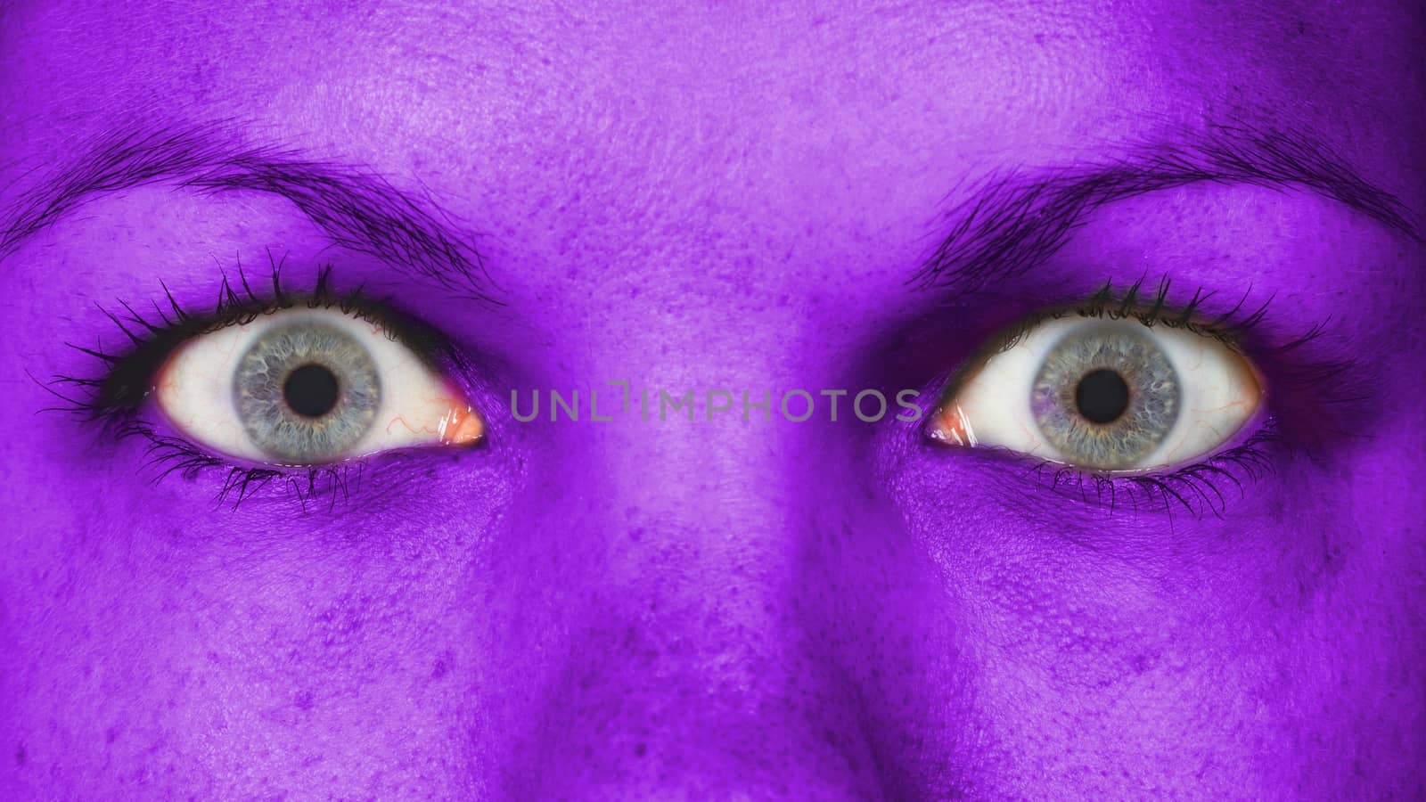 Women eye, close-up, blue eyes, purple skin