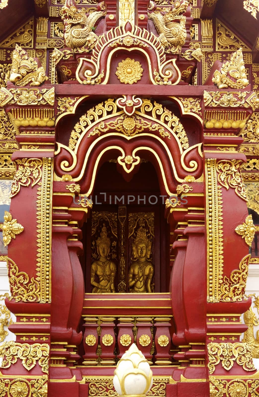 stucco work in thai art that usually decorated with mirror and precious stone or gold leaf,Chiang rai temple,Thailand