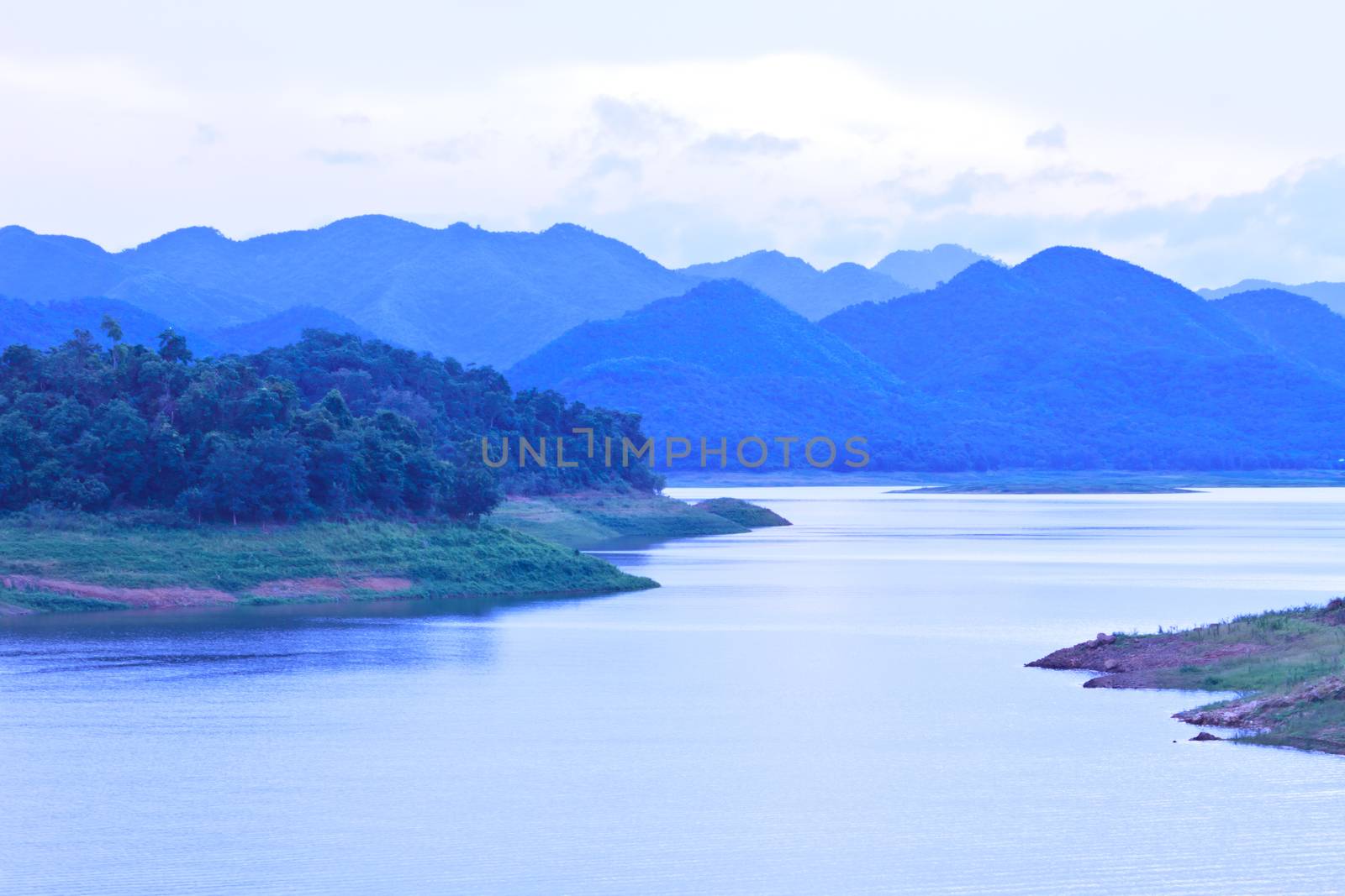 Kaeng Krachan Dam ,Kaengkrachan National Park Thailand in evening