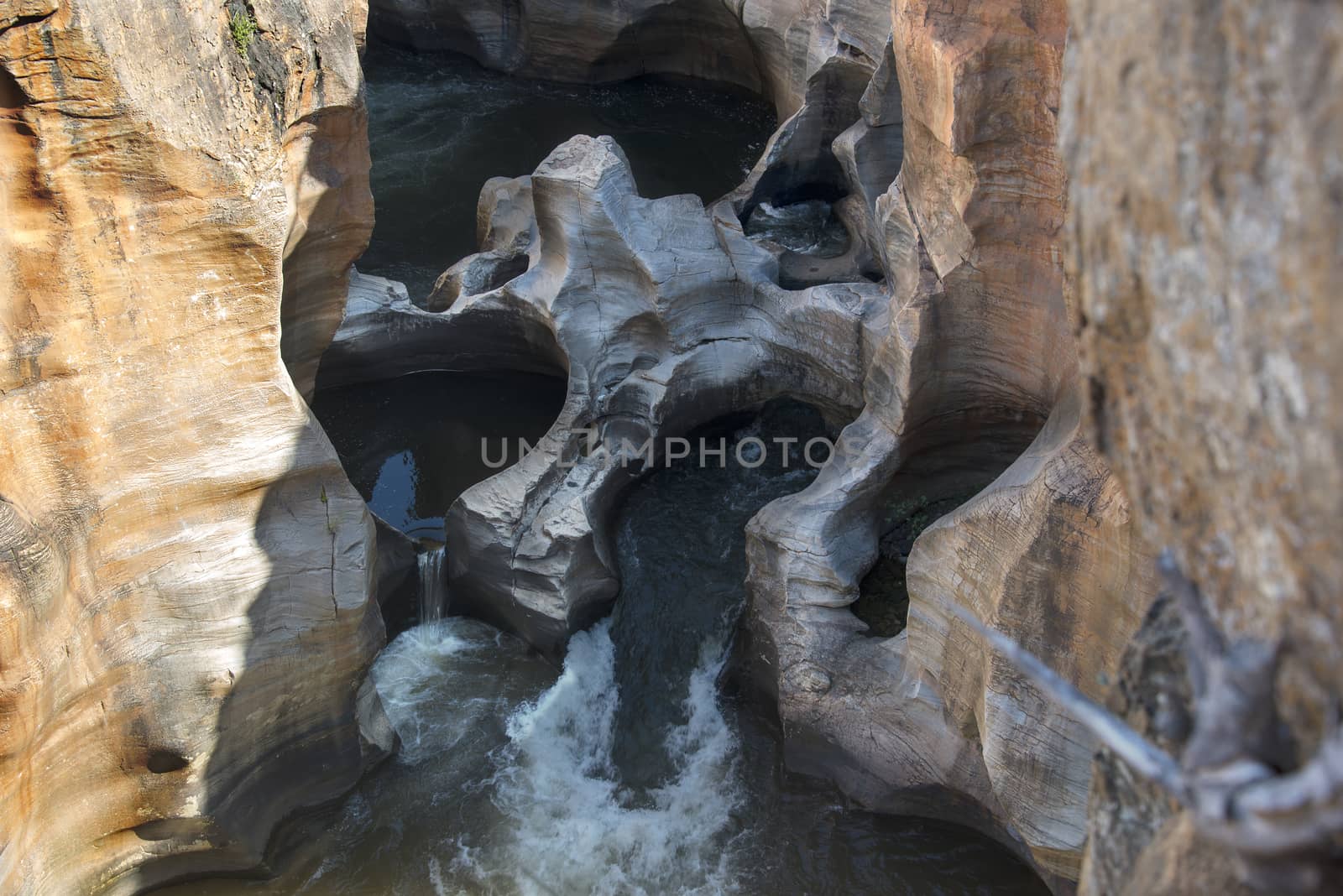 river at the bourkes potholes in south africa near the panoramaroute with big canyon and waterfalls