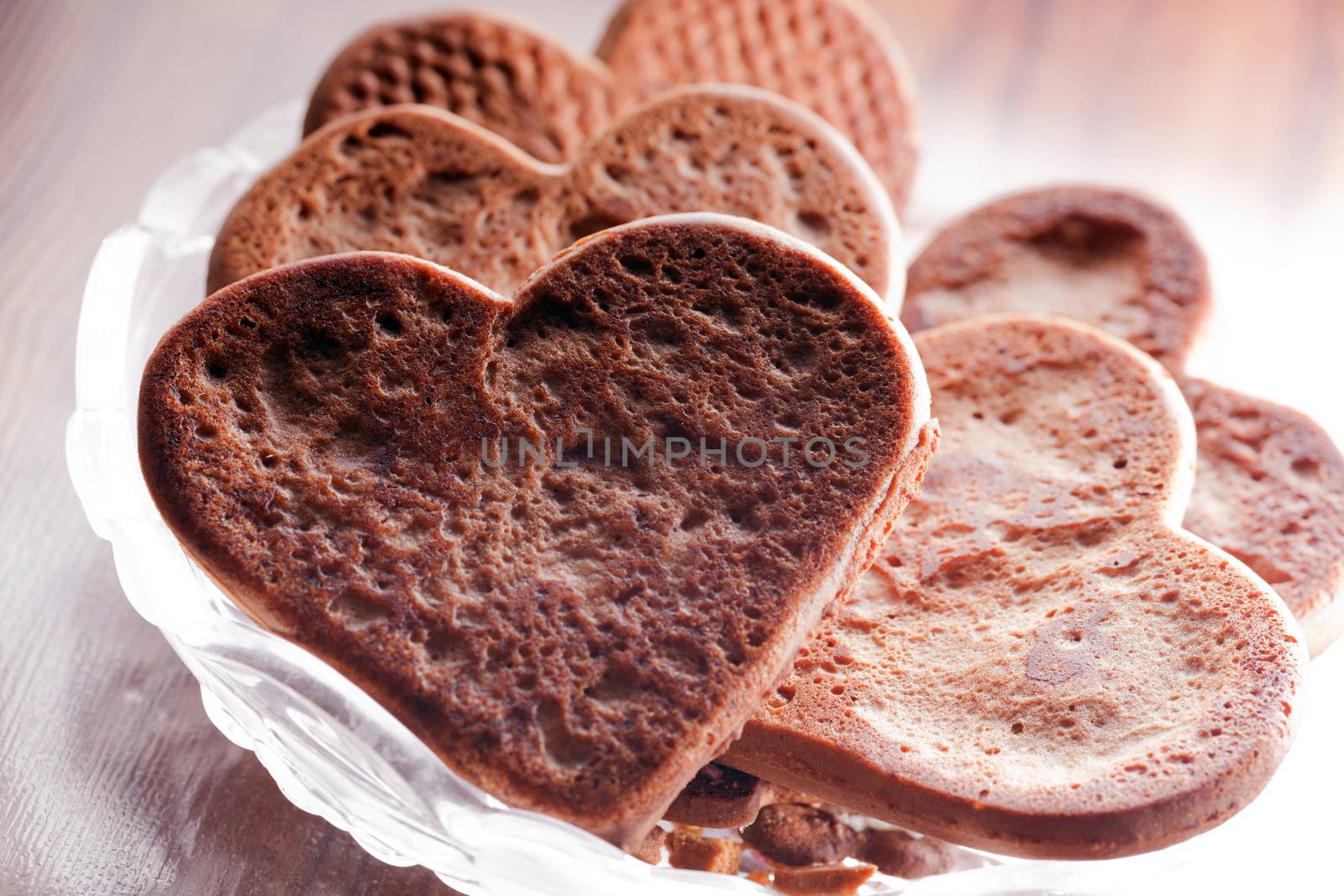 Heart shaped gingerbread cookies. Close up. love concept, Valentine's Day