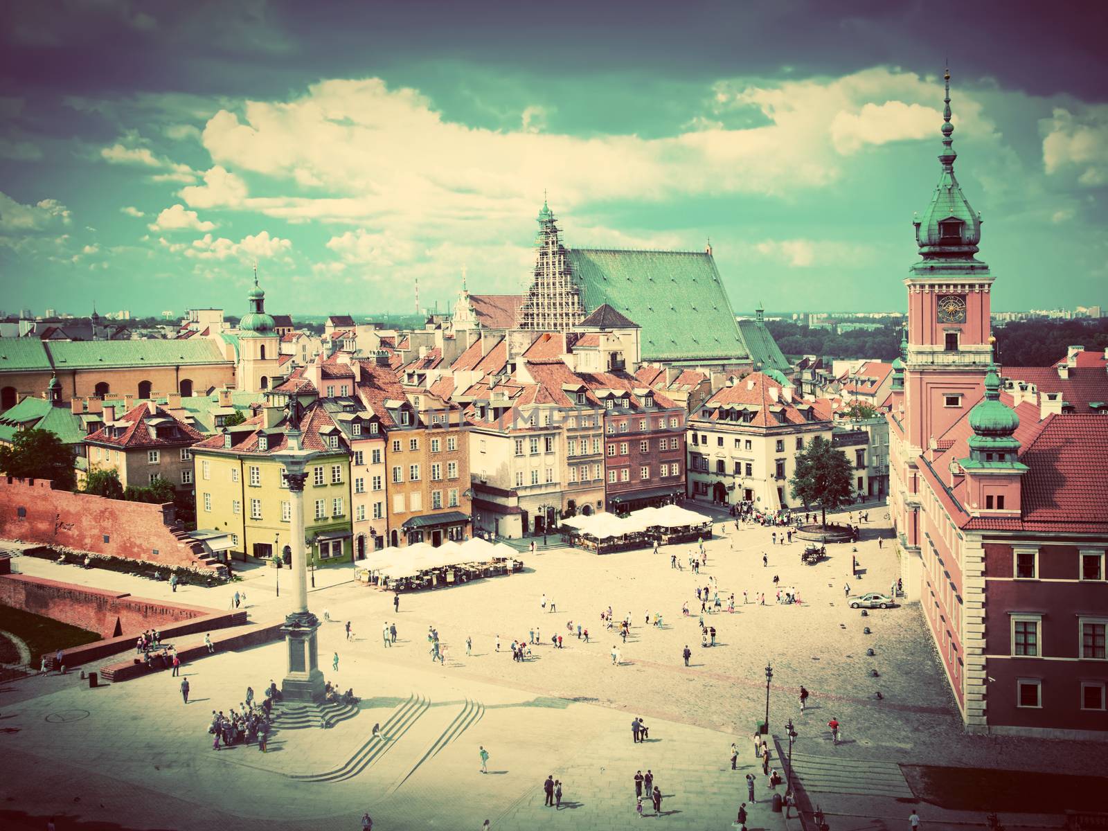 Old town in Warsaw, Poland. Vintage by photocreo