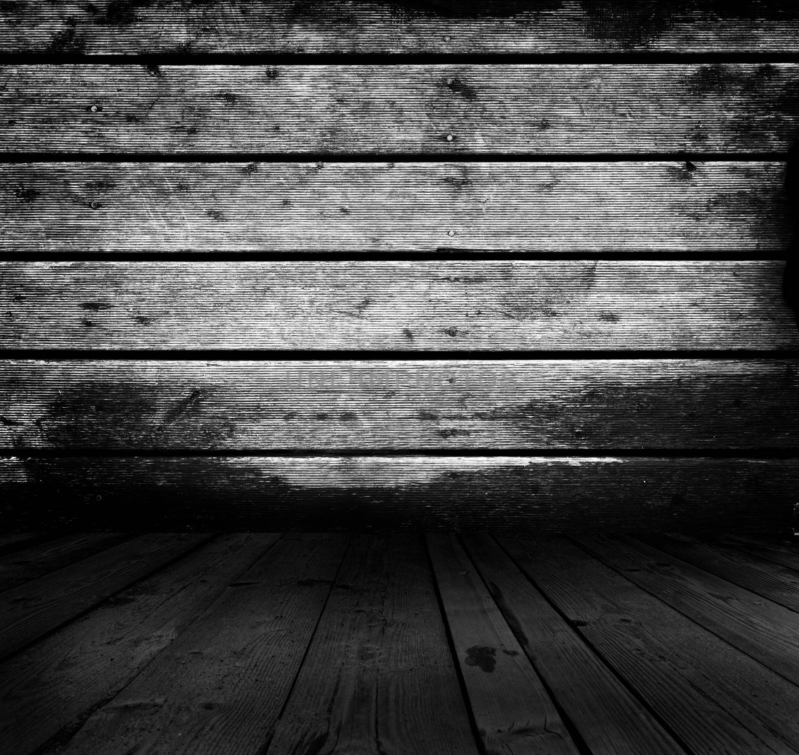 Grunge rustic real wood planks, floor and wall. Perfect for background, texture by photocreo