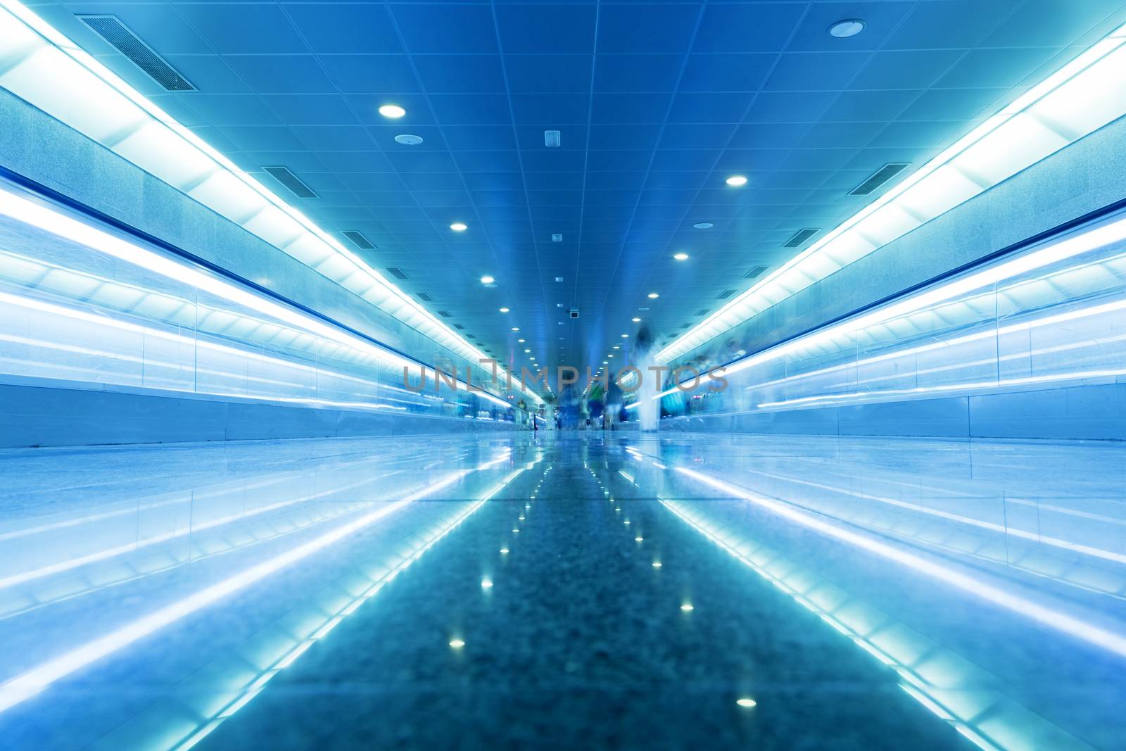 Modern geometric business interior in blue tint. by photocreo