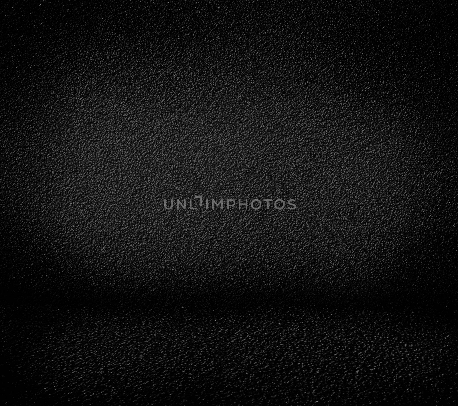 Black minimalist grainy wall background and black floor. High resolution, good for templates, backgrounds, textures.