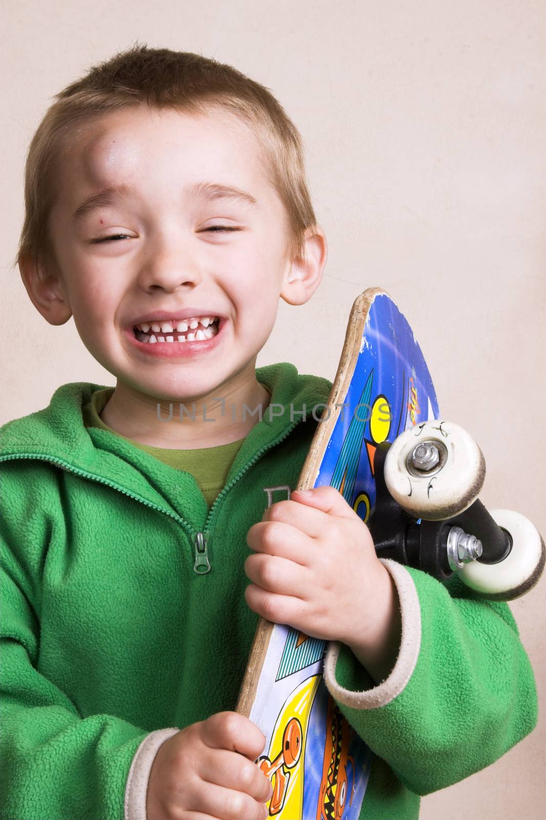 Young boy with a bump on his head after falling