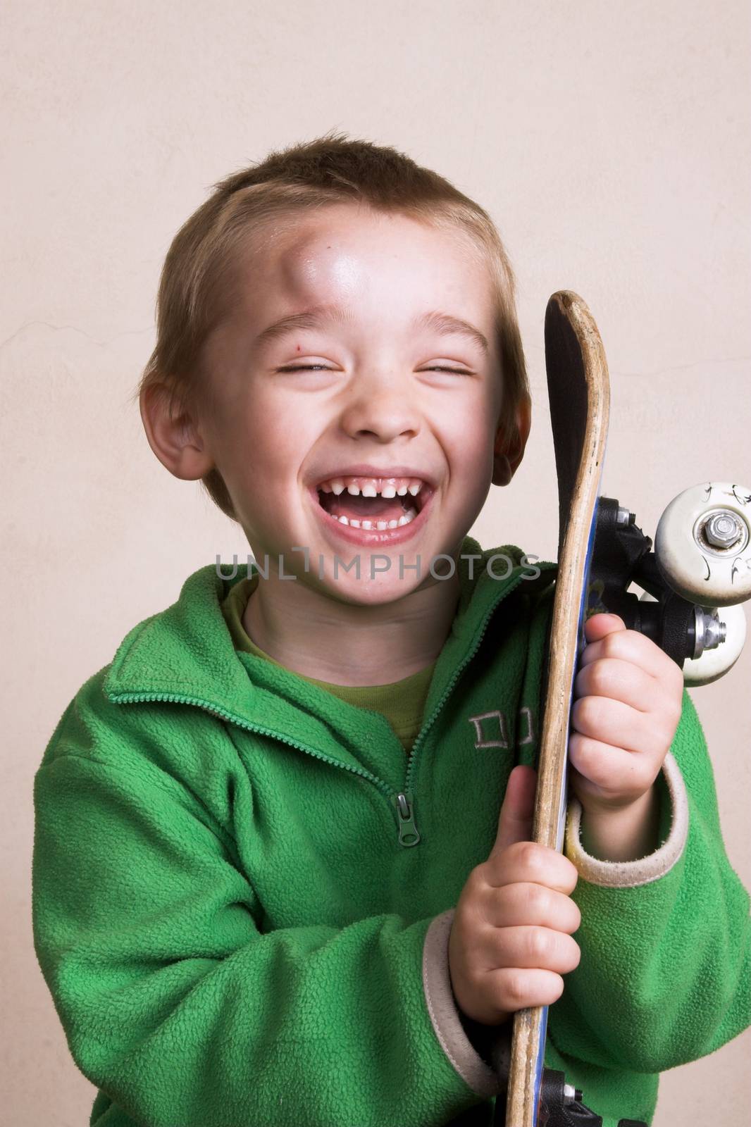 Young boy with a bump on his head after falling