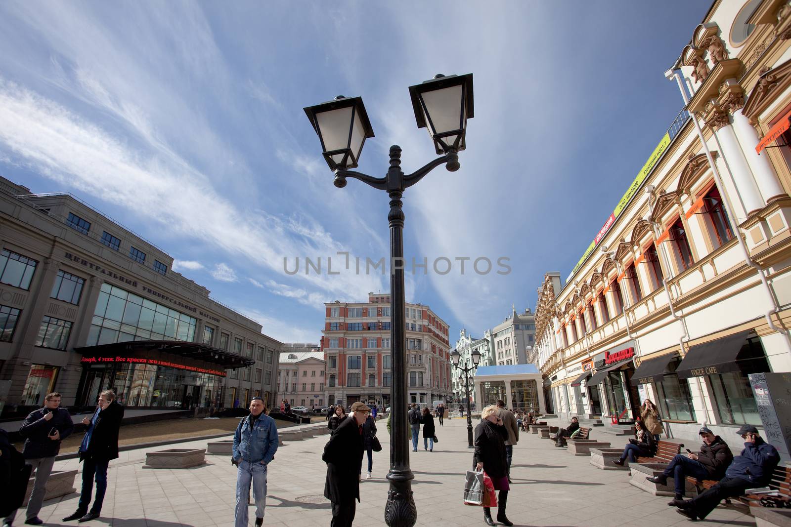 Moscow, Russia, Kuznetsky Most street at spring morning, 2014, april, editorial use only