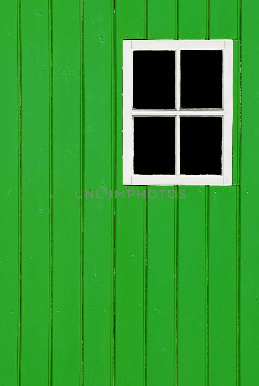 green wood panel frame with blank windows and copyspace