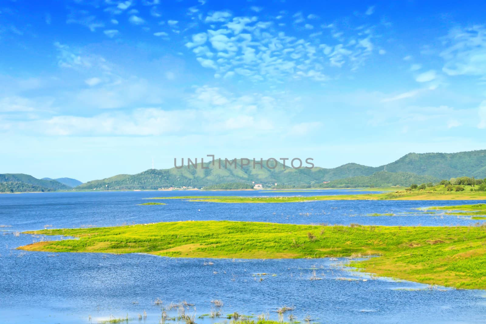 Views over the reservoir Kaengkrachan dam, Phetchaburi Thailand