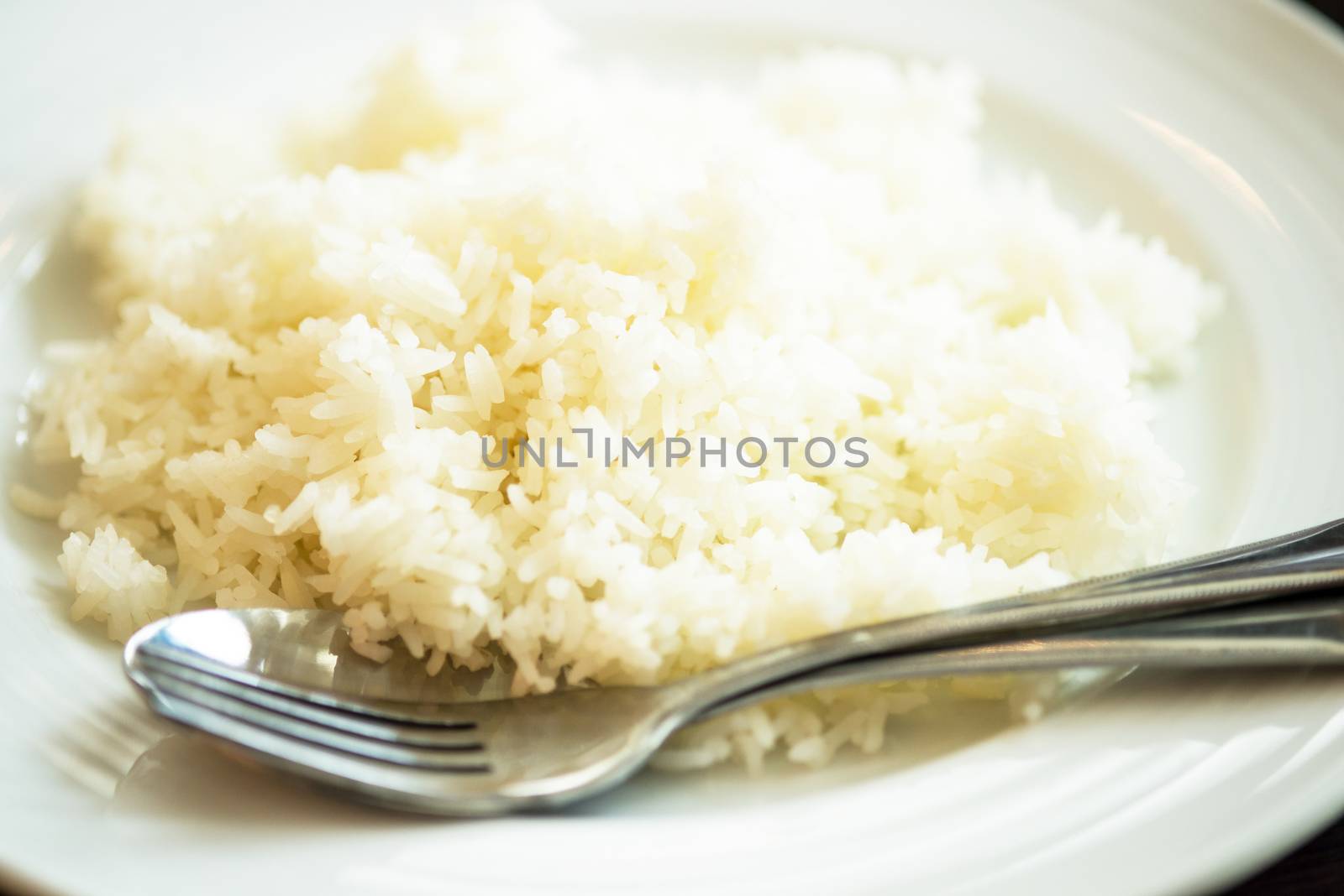 White rice in a Dish , thai food