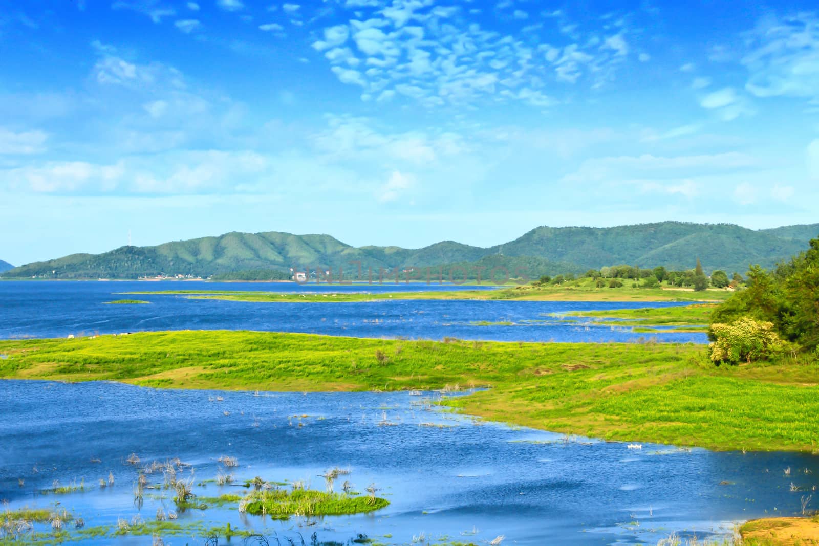 Views over the reservoir Kaengkrachan dam, Phetchaburi Thailand