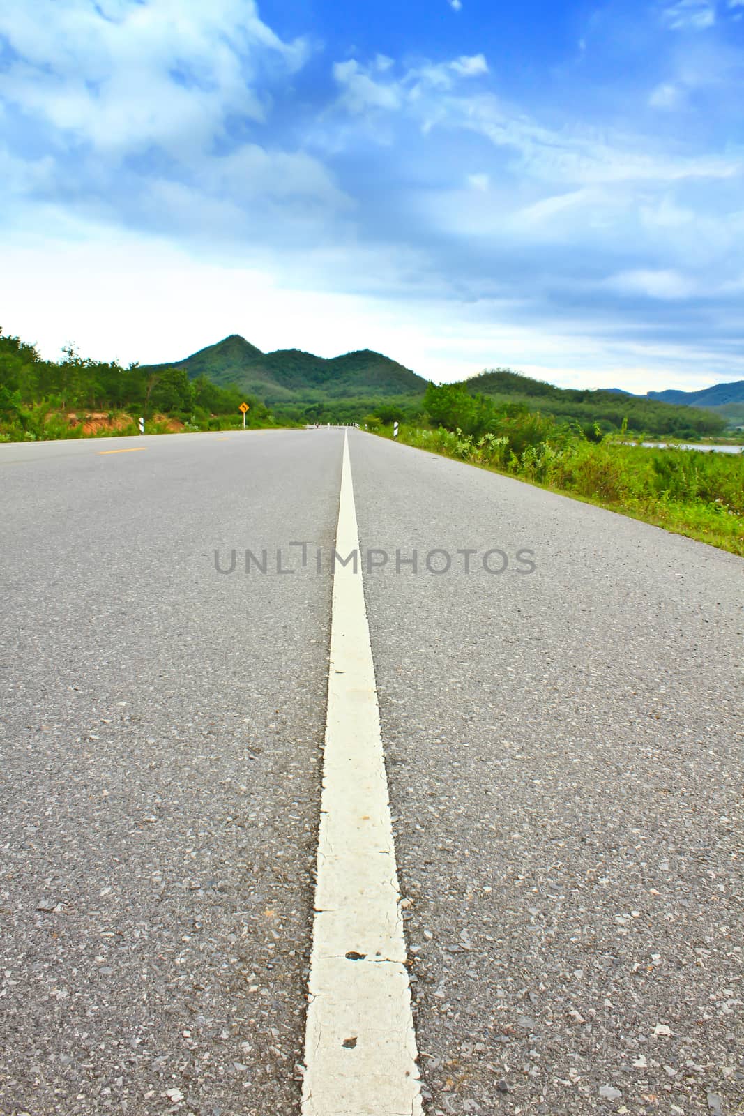 view of asphalt road in Phetchaburi Province Thailand by forest71