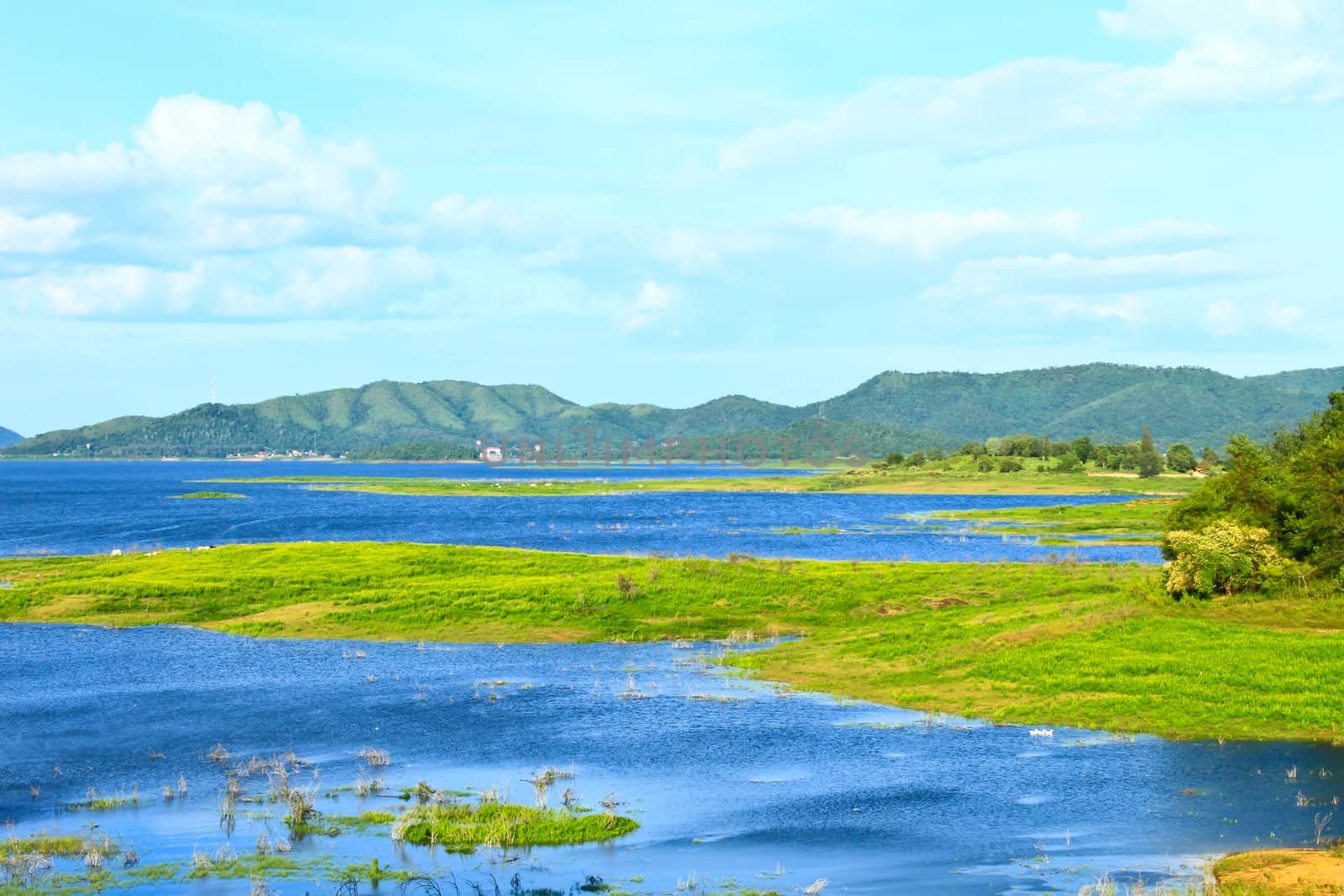 Views over the reservoir Kaengkrachan dam, Phetchaburi Thailand